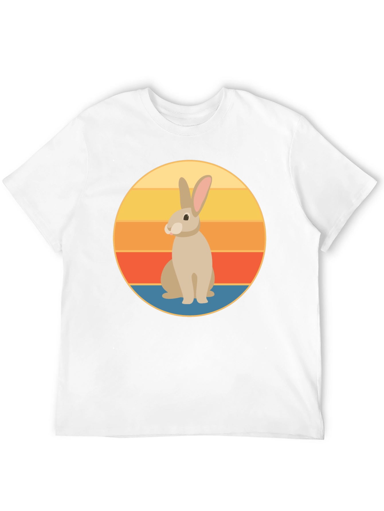 Retro Rabbit Graphic Tee - Soft Black Cotton T-Shirt