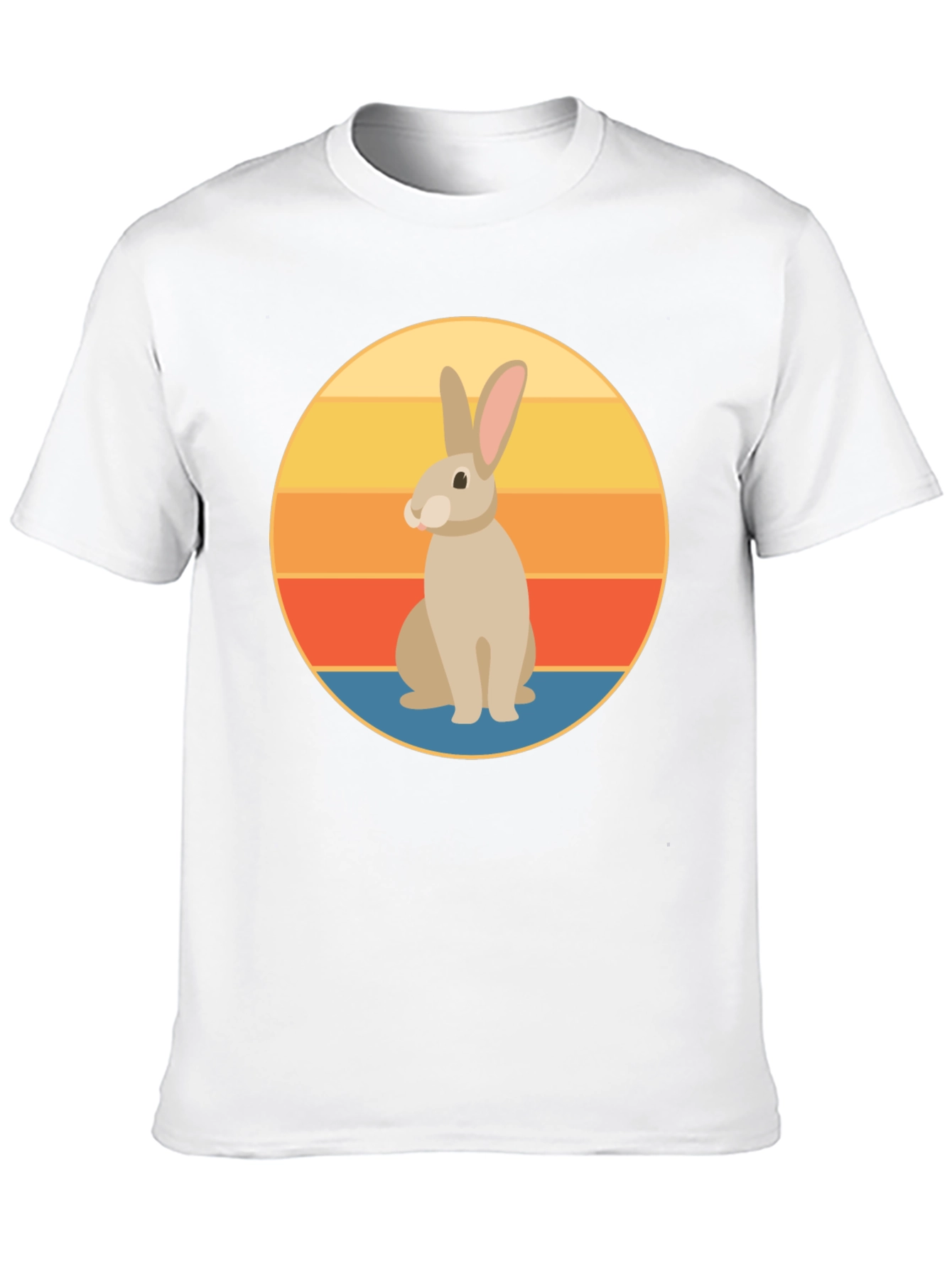 Retro Rabbit Graphic Tee - Soft Black Cotton T-Shirt