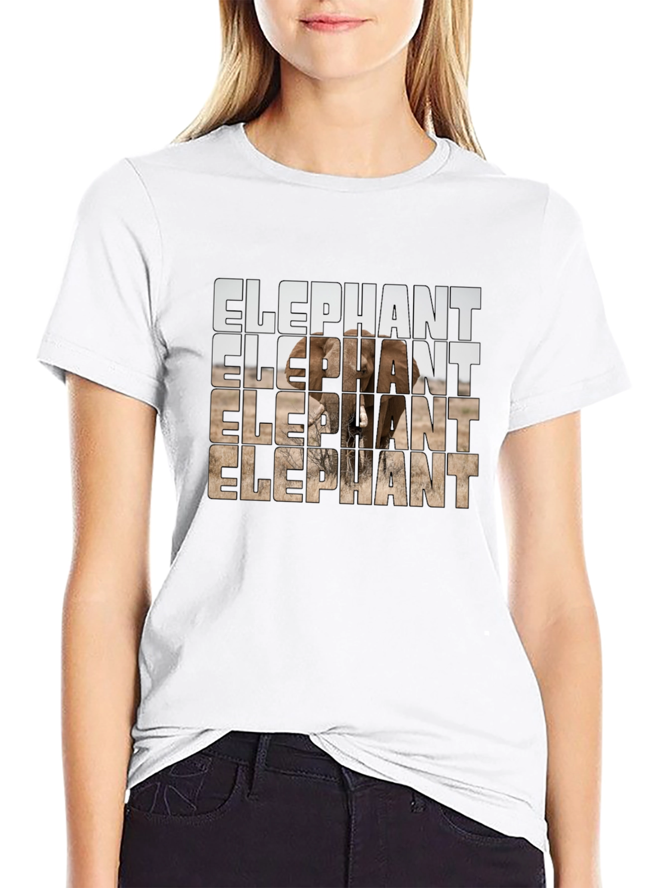 Elephant Graphic Print Mens Black T-Shirt