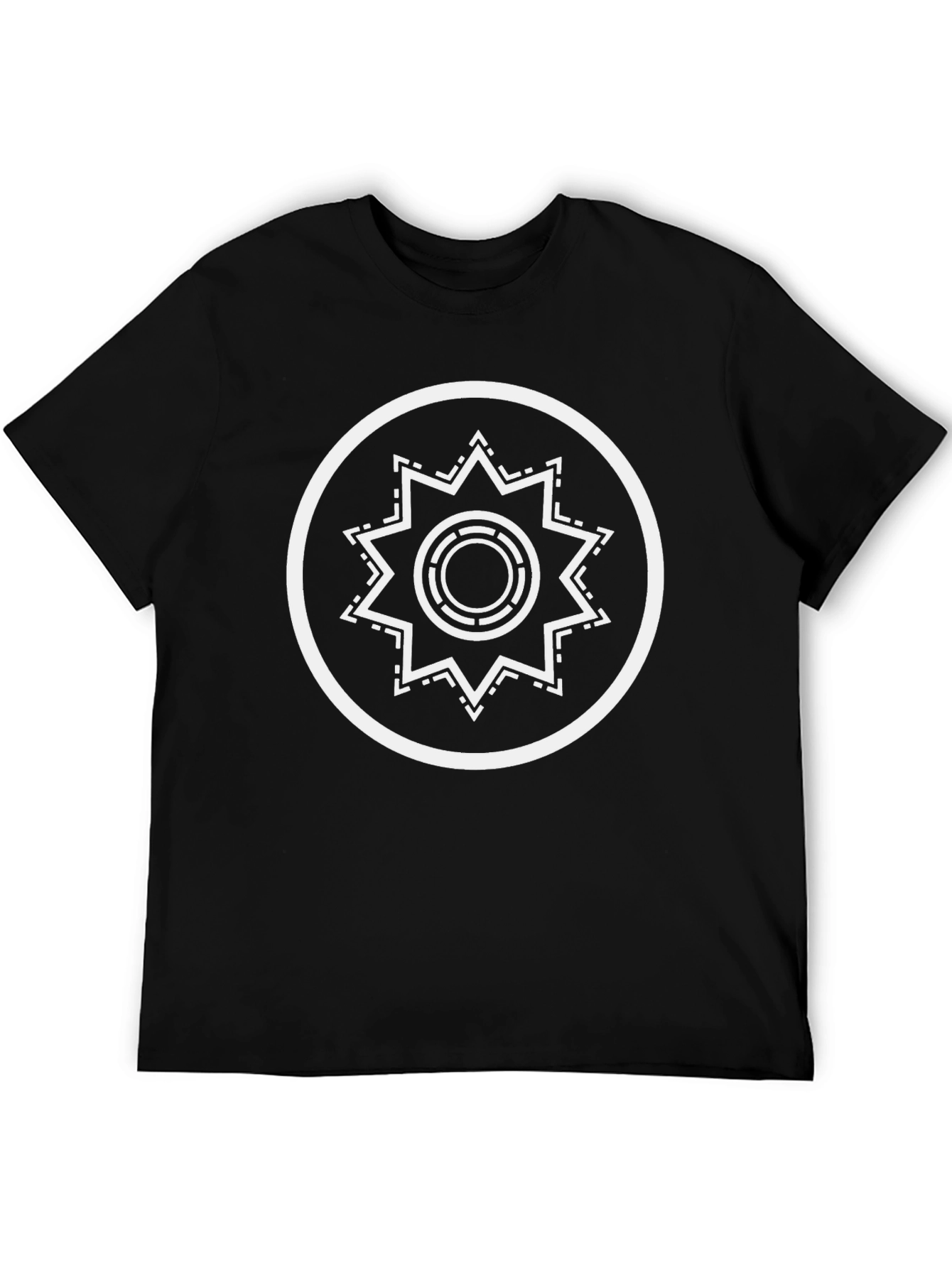Stylish Black T-Shirt with Geometric Circle Star Design