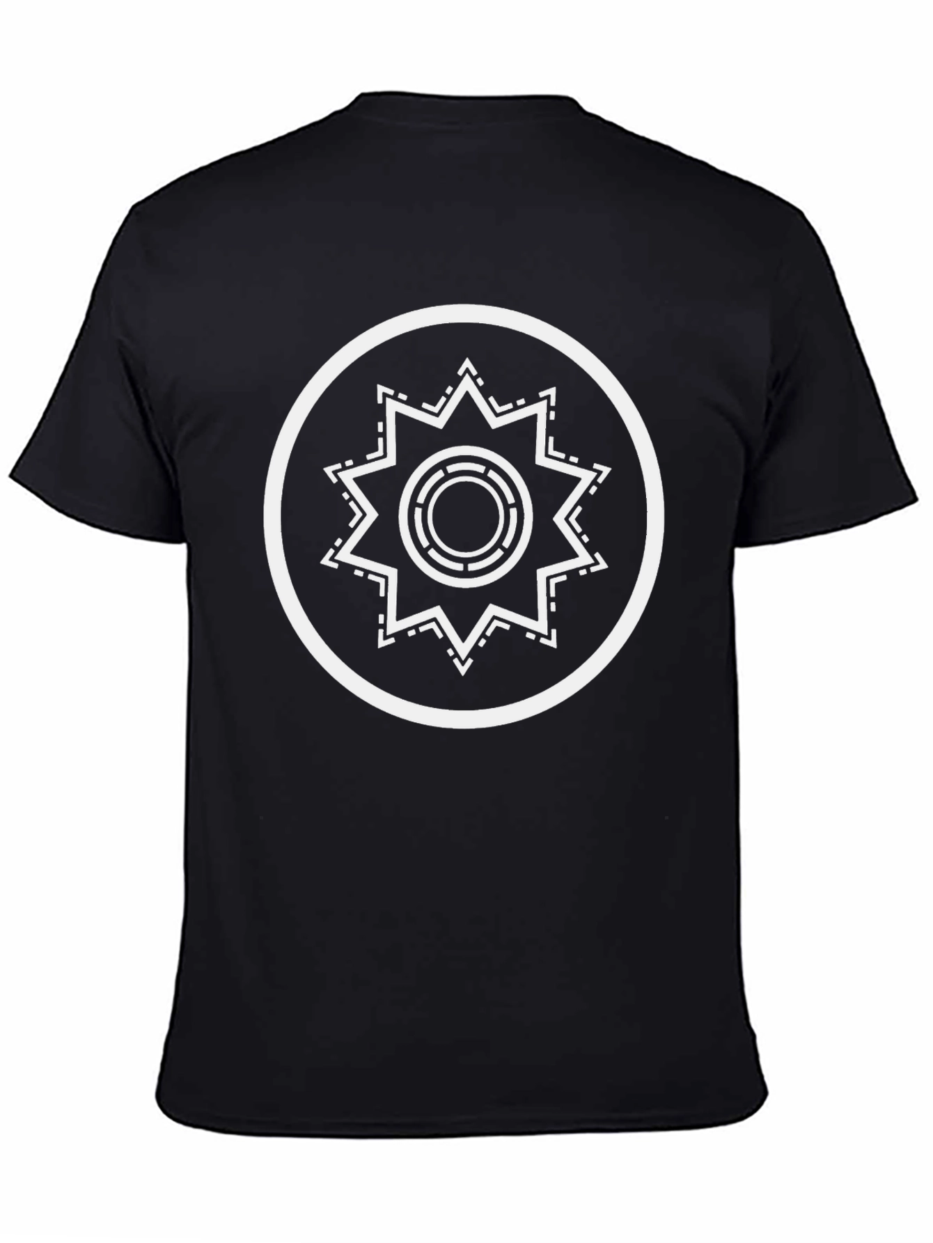 Stylish Black T-Shirt with Geometric Circle Star Design