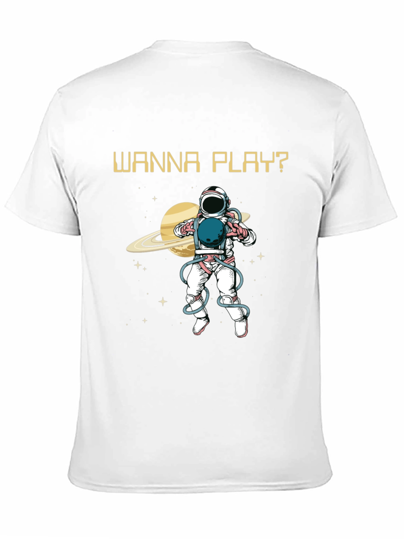 Wanna Play? Astronaut Graphic Print T-Shirt