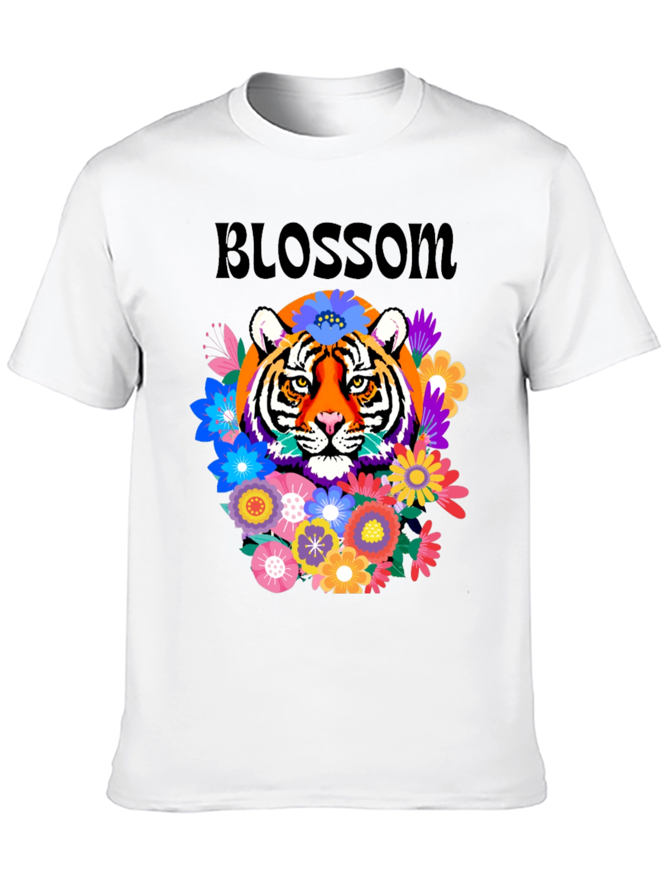 Tiger Blossom Graphic Tee - Floral Tiger Design