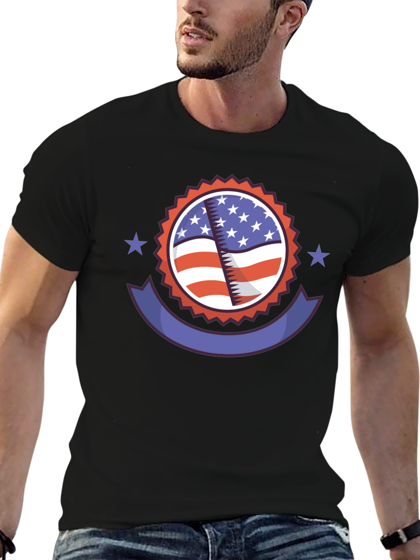 Patriotic American Flag Graphic T-Shirt