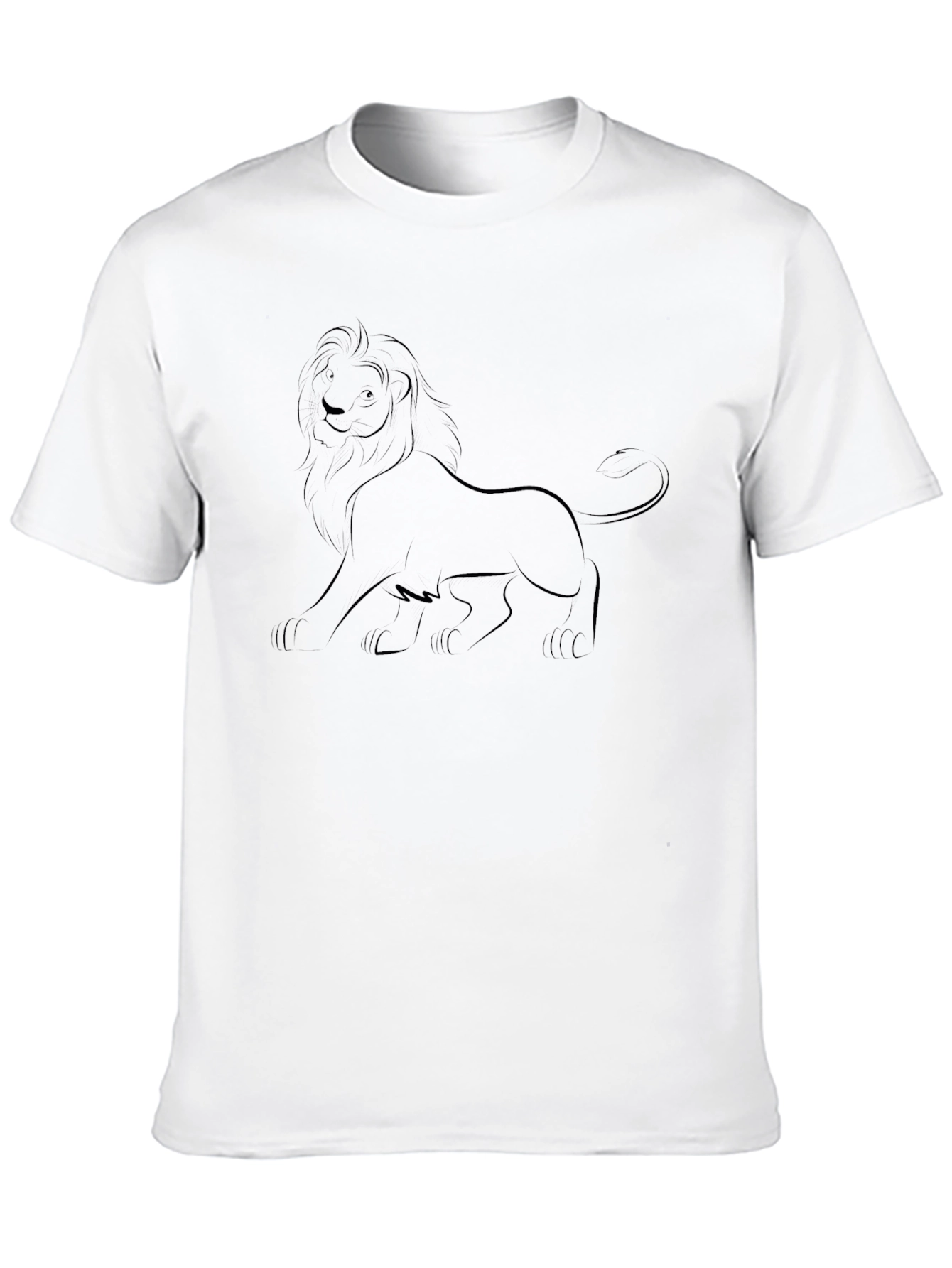 Lion Outline Black T-Shirt - Classic Comfort