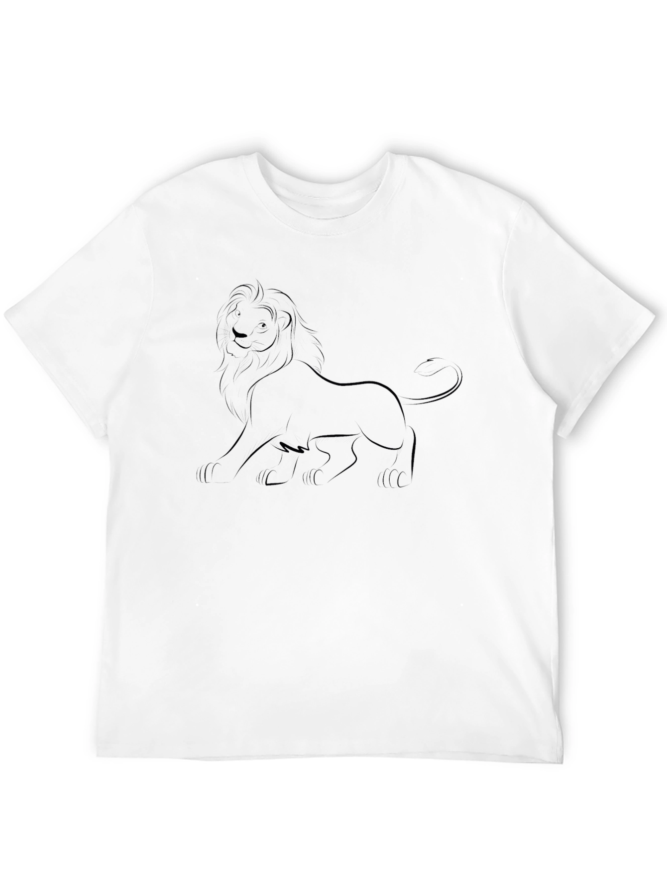 Lion Outline Black T-Shirt - Classic Comfort