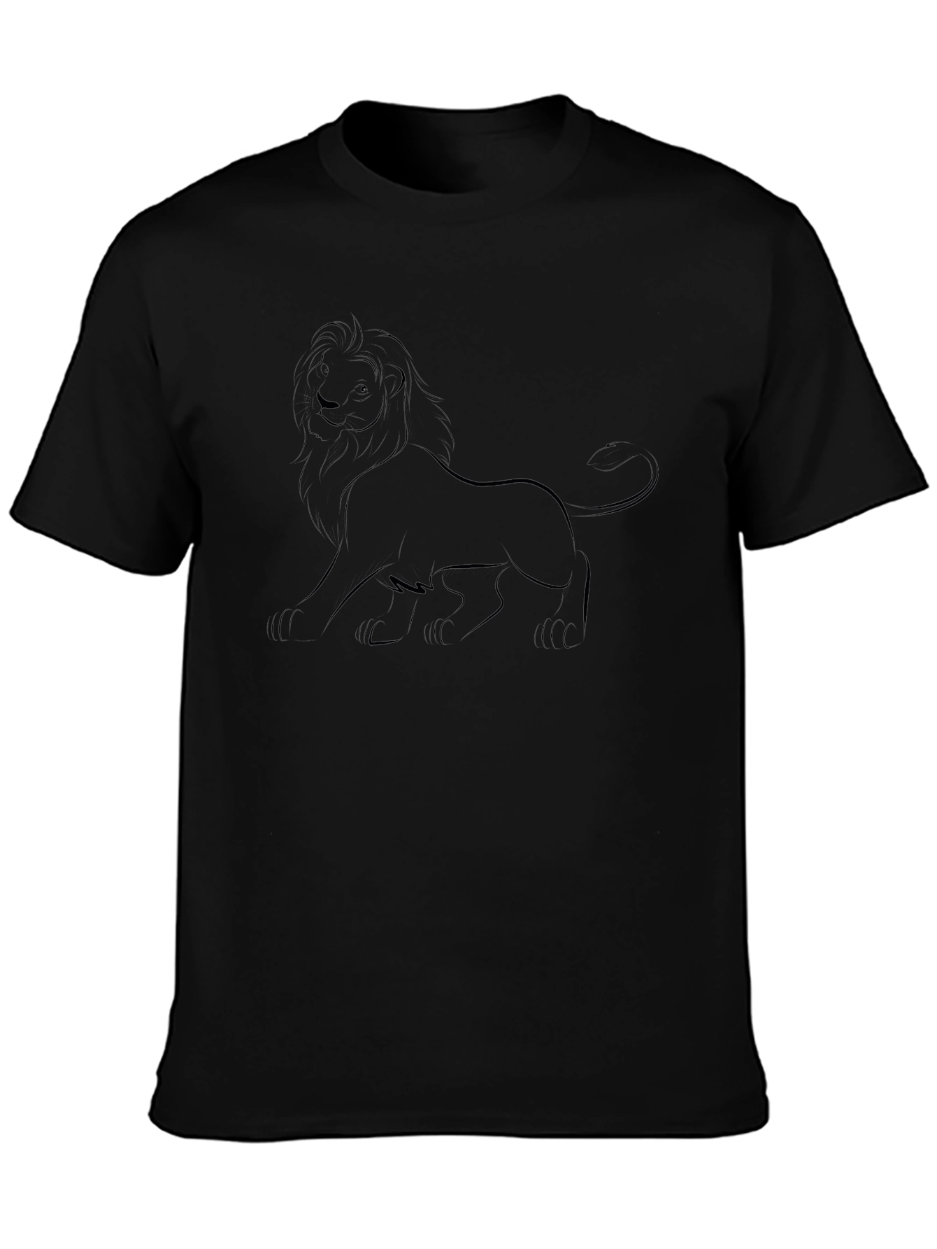 Lion Outline Black T-Shirt - Classic Comfort