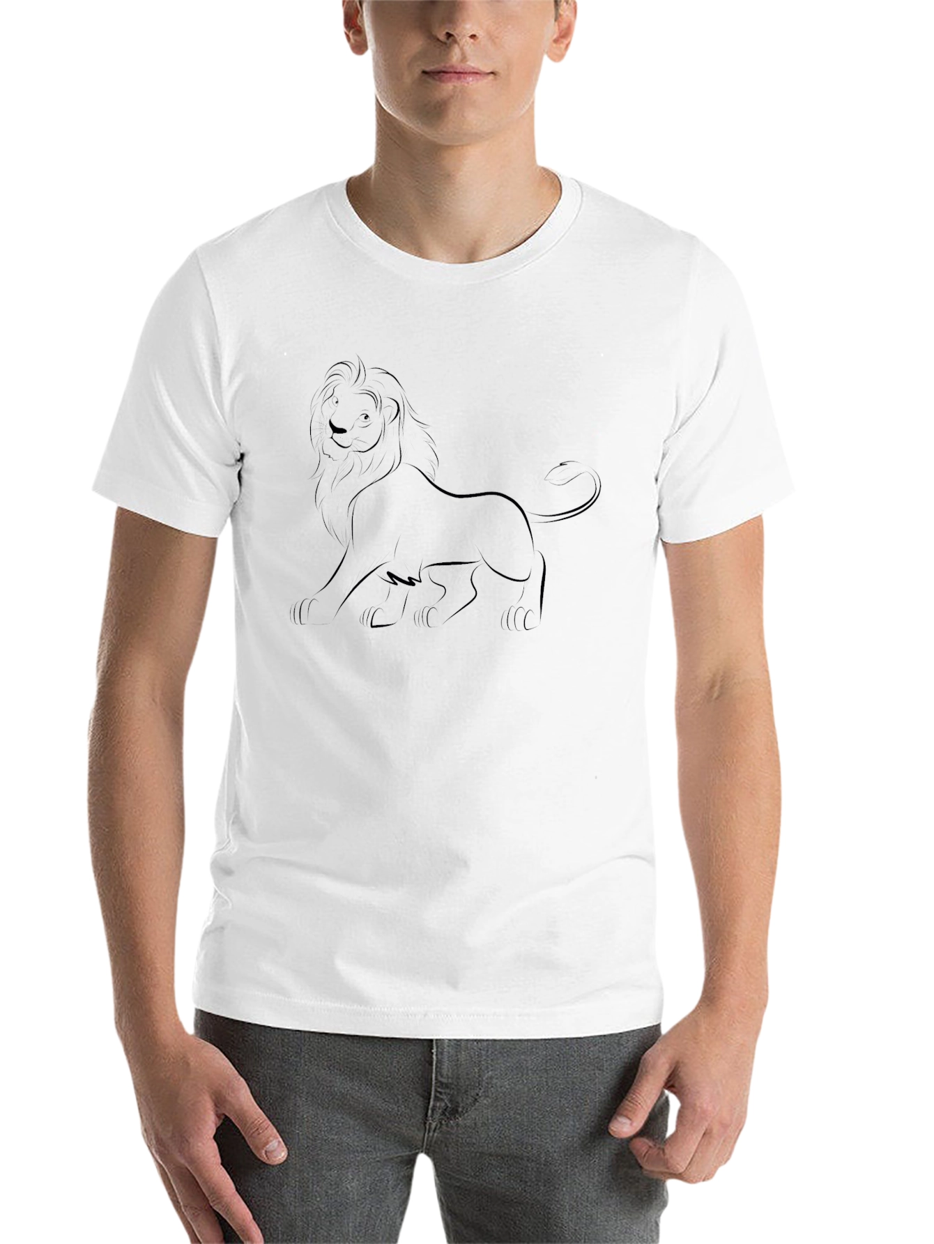 Lion Outline Black T-Shirt - Classic Comfort