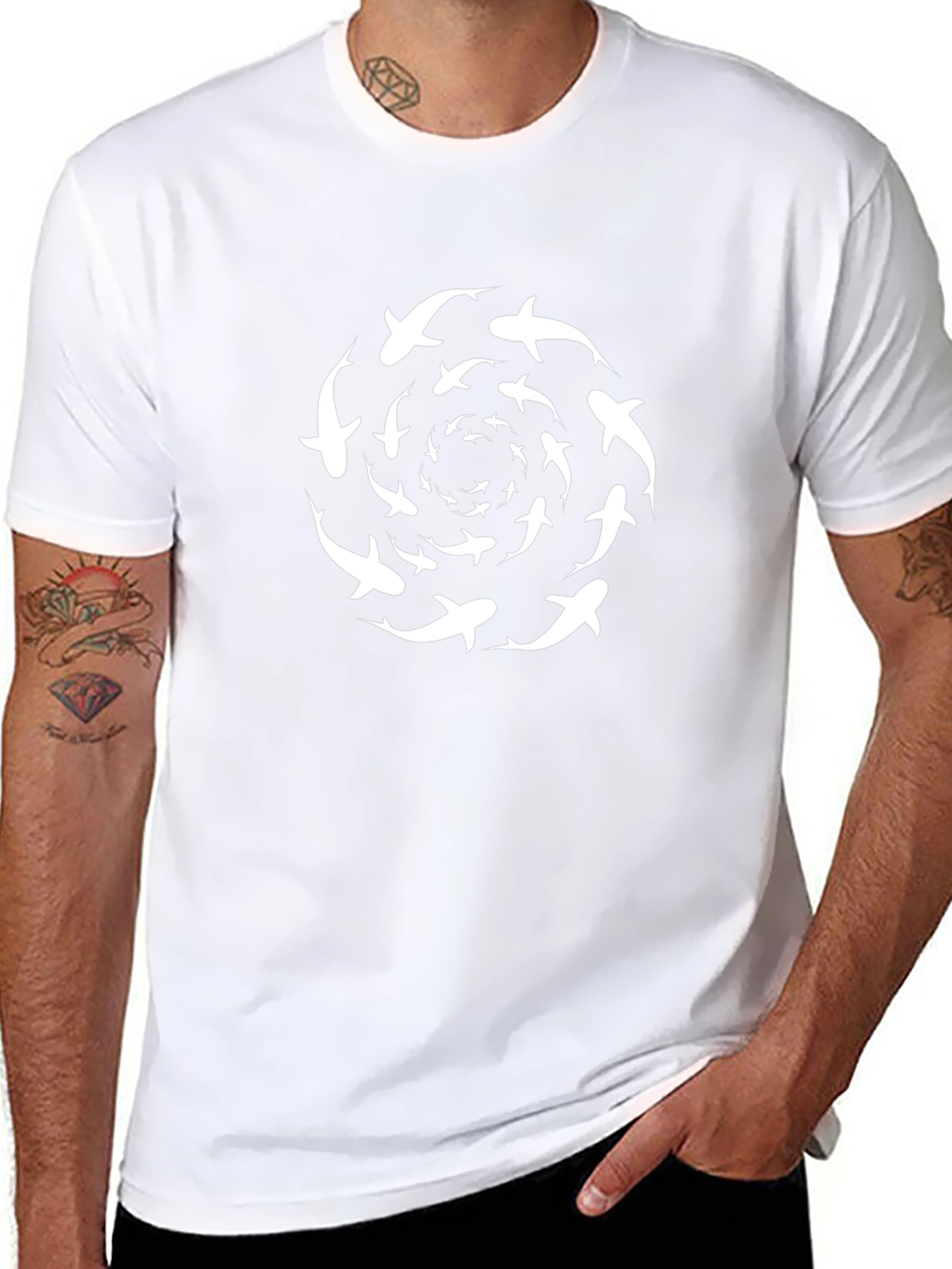 Shark Swirl Graphic T-Shirt - Cool Black Tee