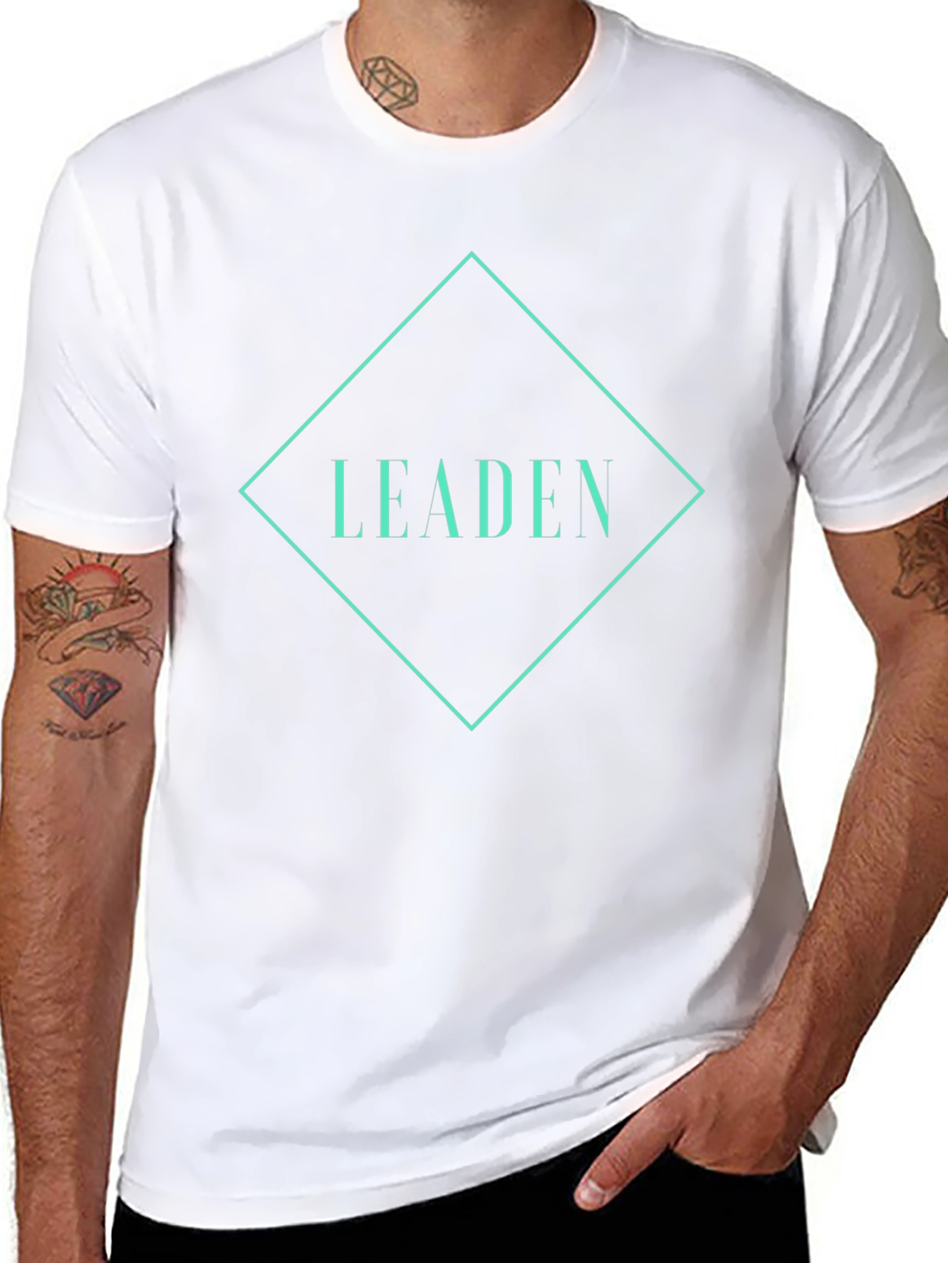 Leaden Graphic Tee - Modern Diamond Design Black T-Shirt
