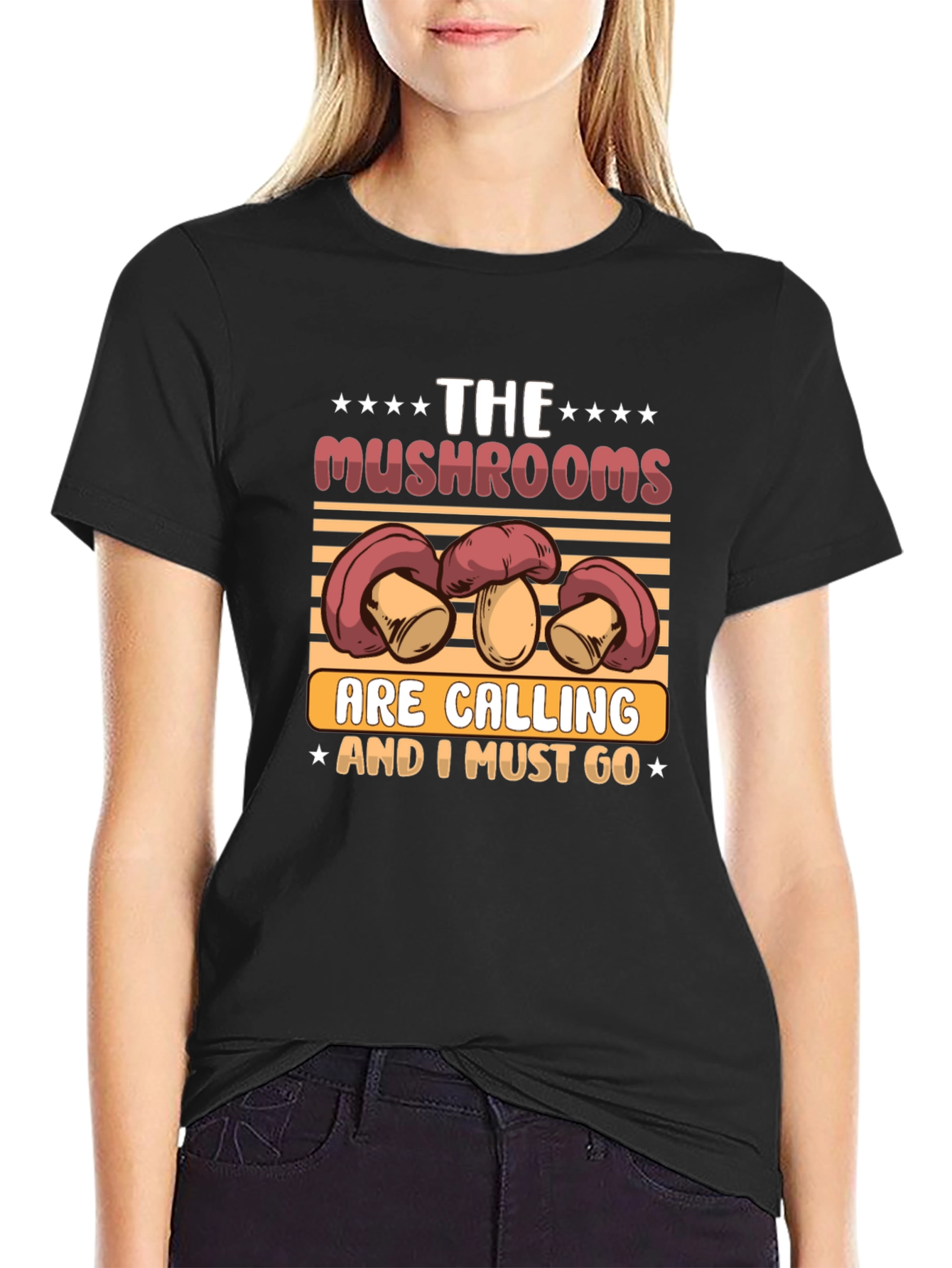 Mushroom Calling Black Tee