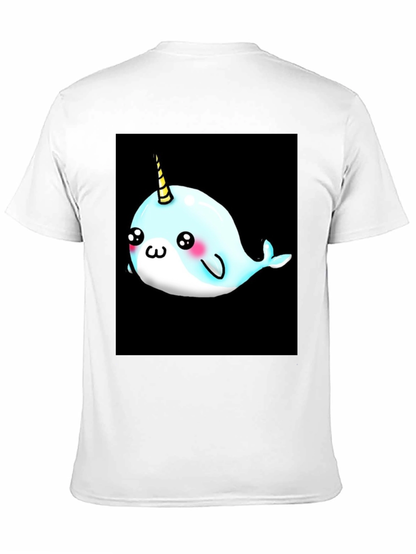 Narwhal Unicorn Cartoon Black T-Shirt