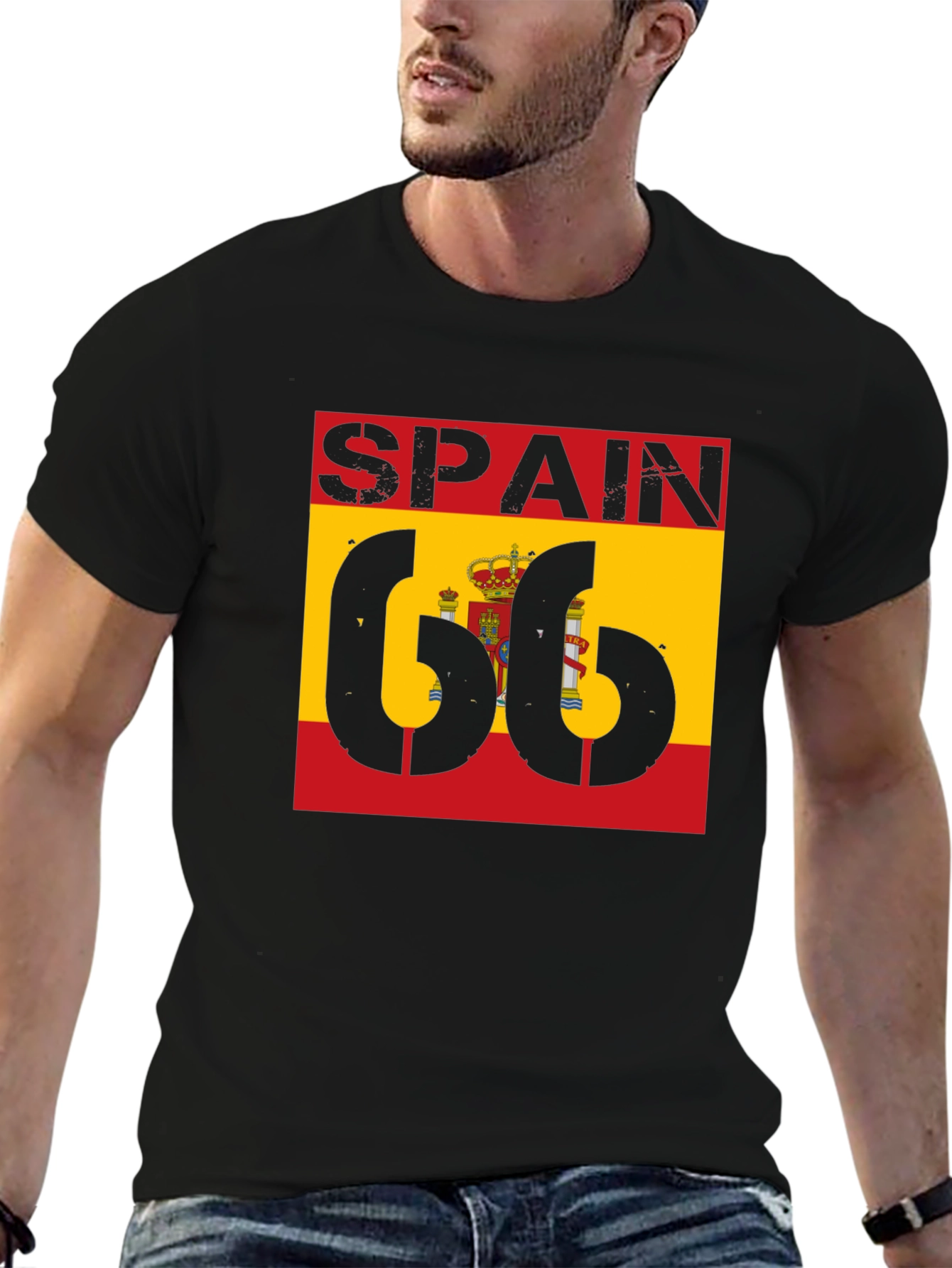 Spain Flag 66 Black T-Shirt