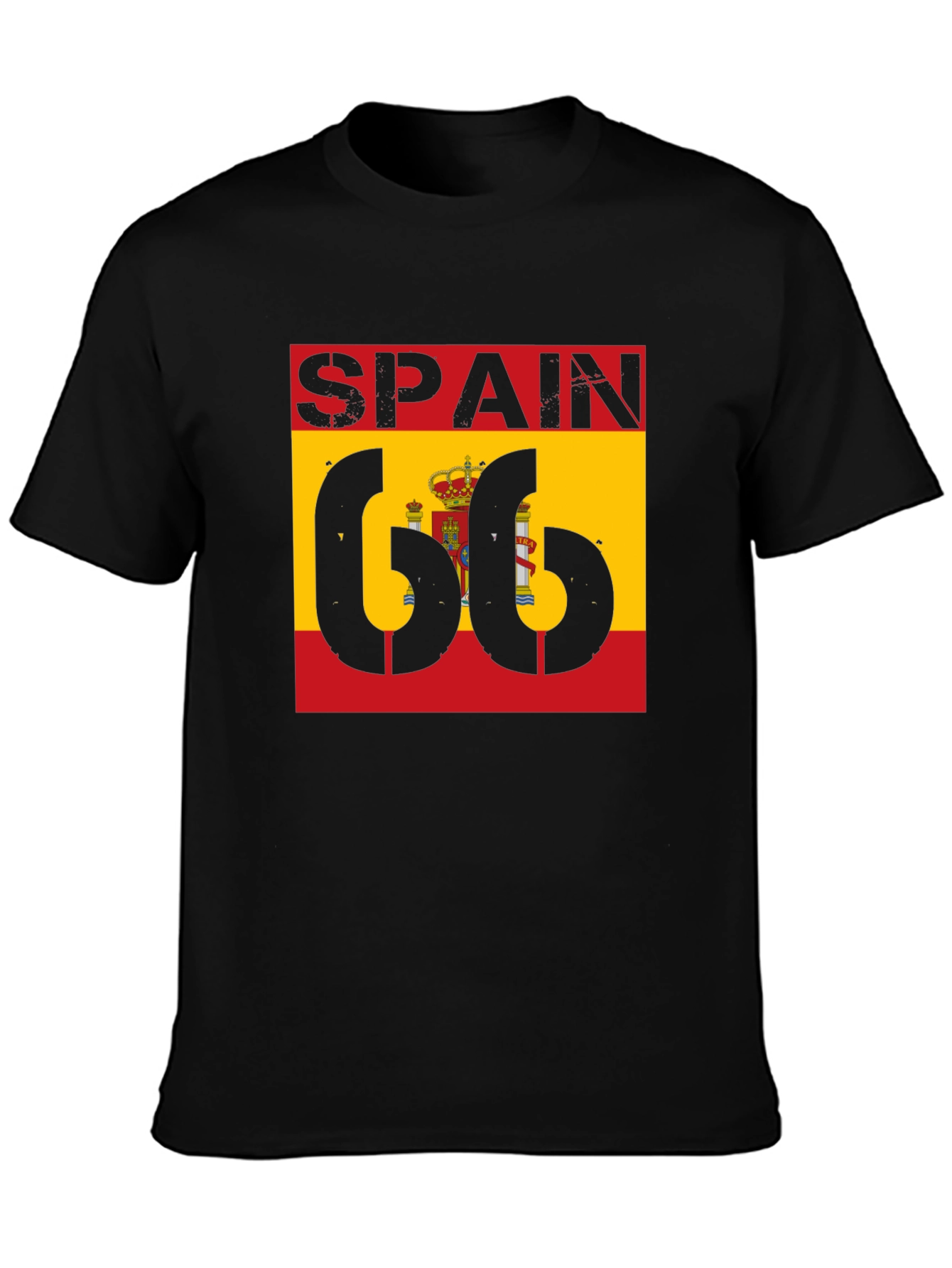 Spain Flag 66 Black T-Shirt