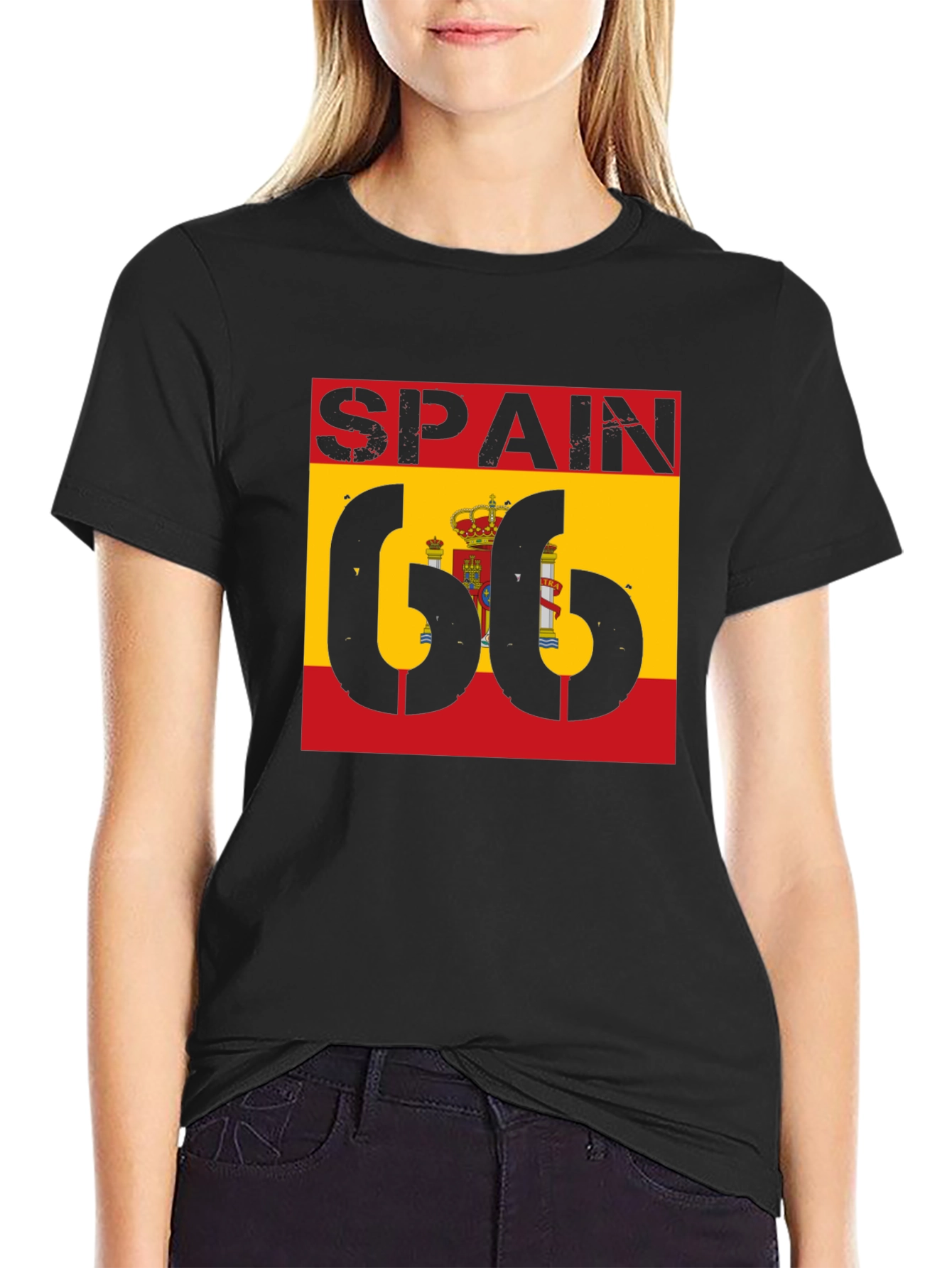 Spain Flag 66 Black T-Shirt
