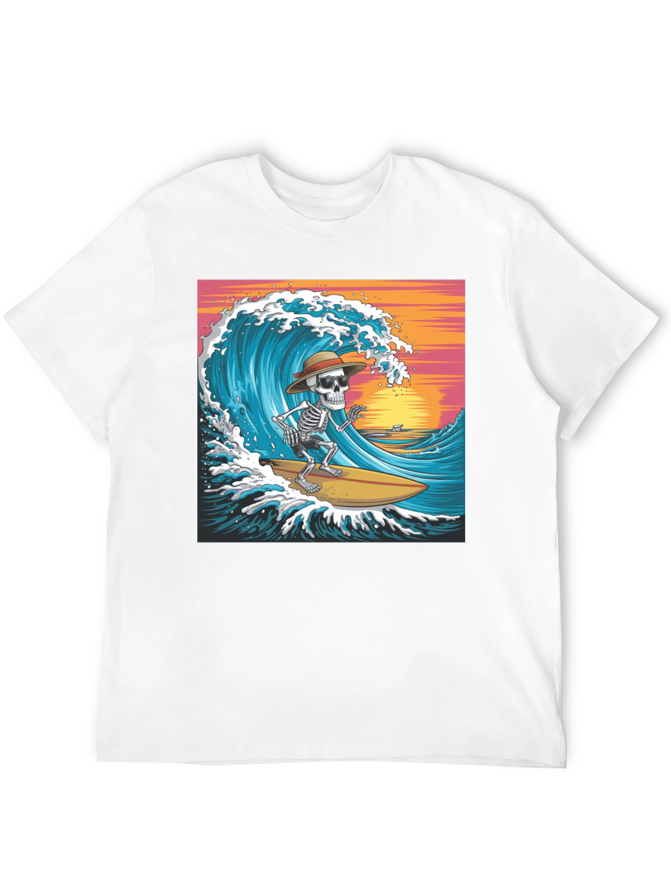 Surfing Skeleton Graphic T-Shirt