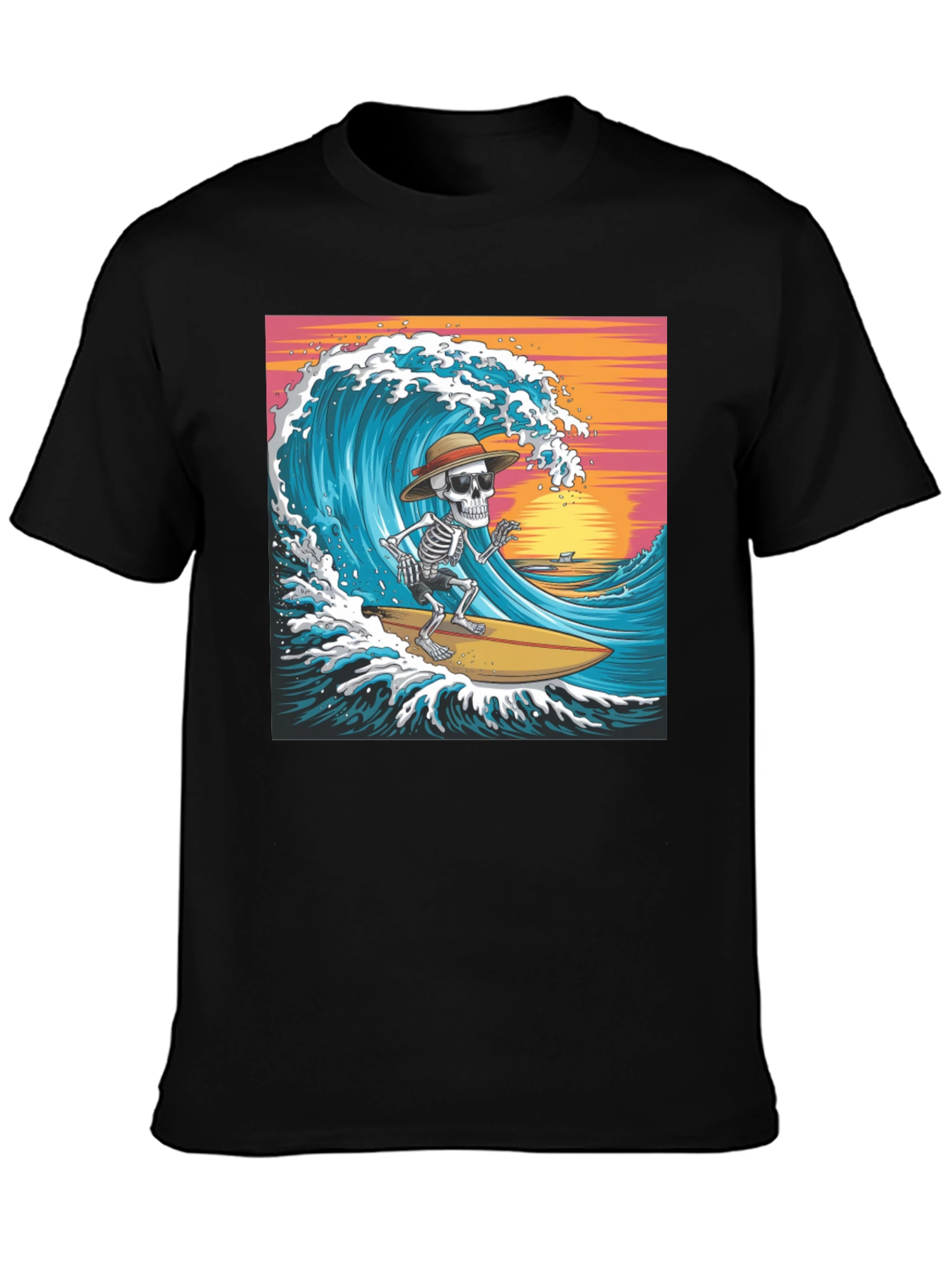 Surfing Skeleton Graphic T-Shirt