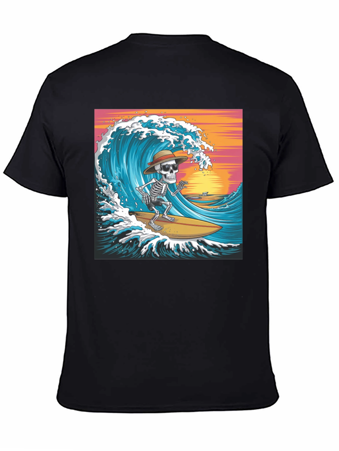 Surfing Skeleton Graphic T-Shirt