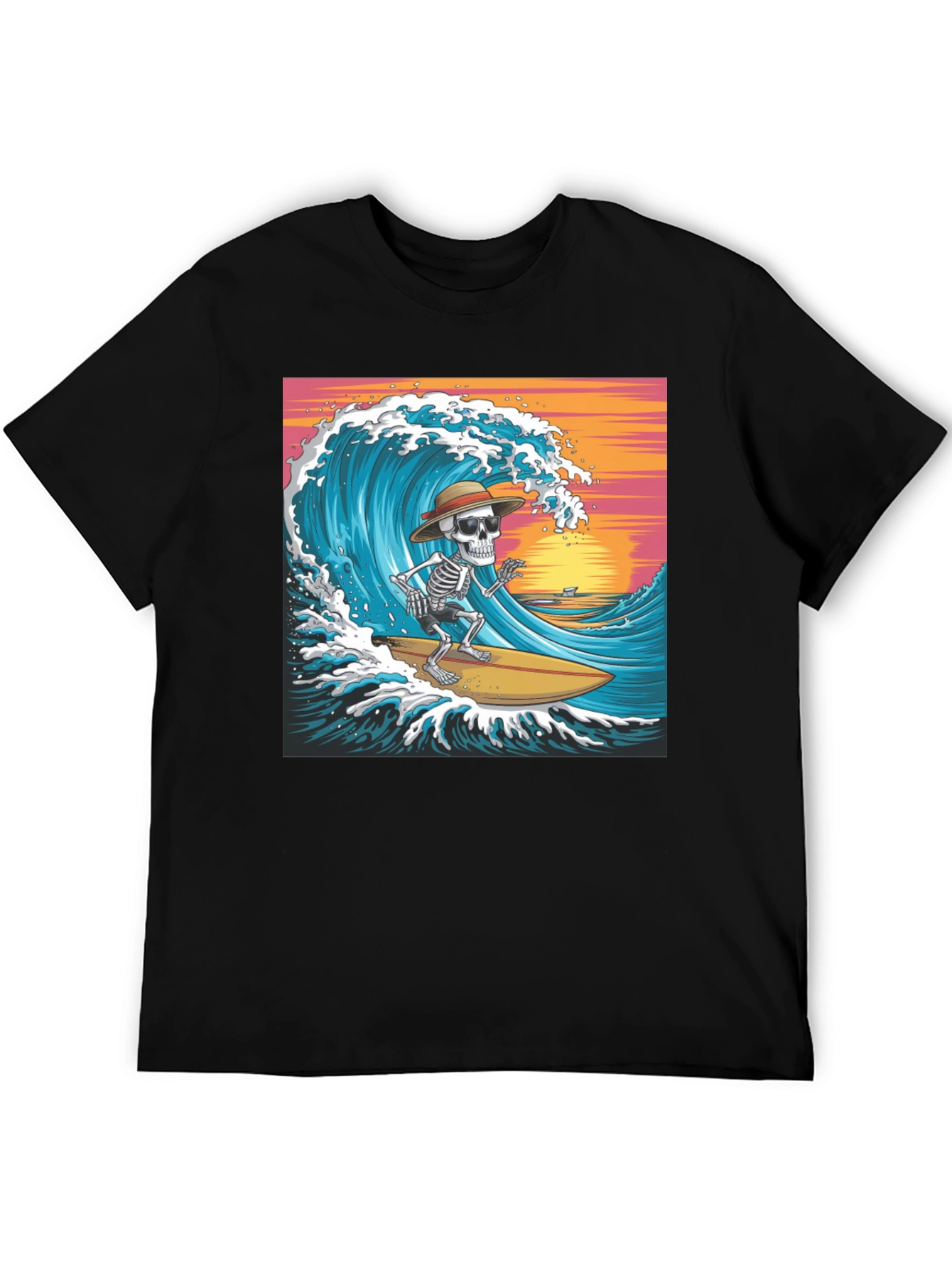 Surfing Skeleton Graphic T-Shirt