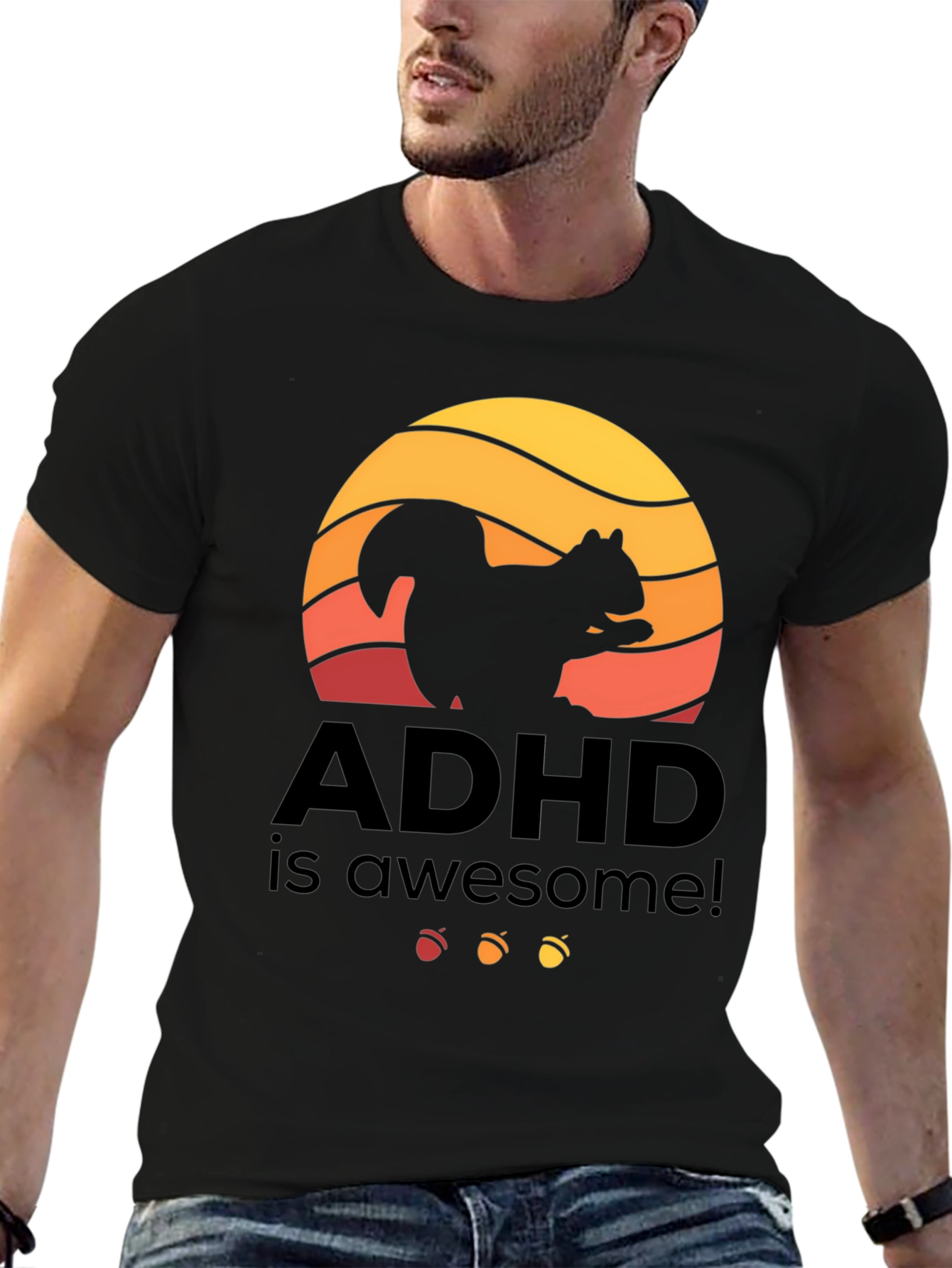 ADHD is Awesome! Squirrel Sunset Graphic Tee