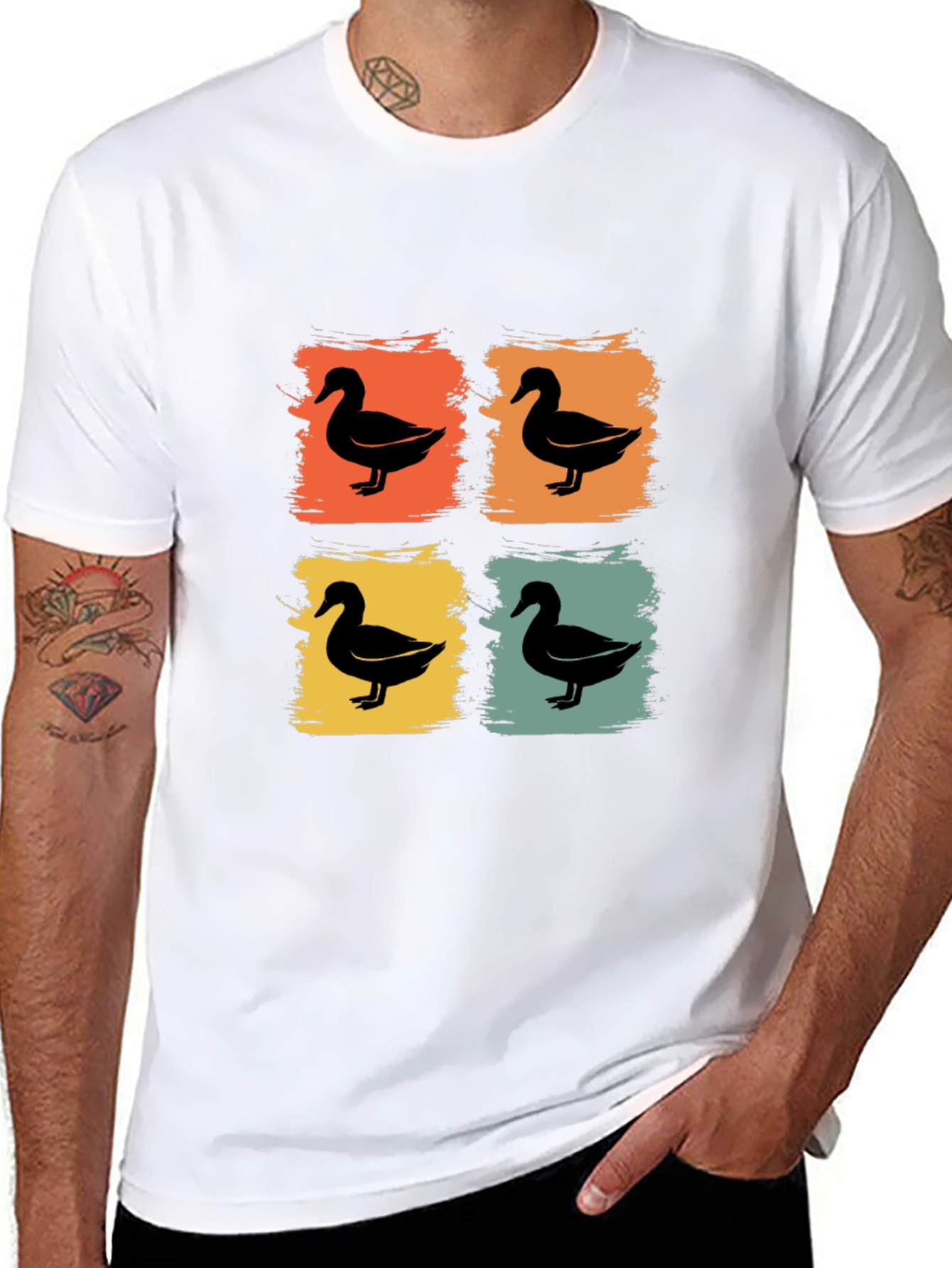 Retro Duck Square T-Shirt - Black