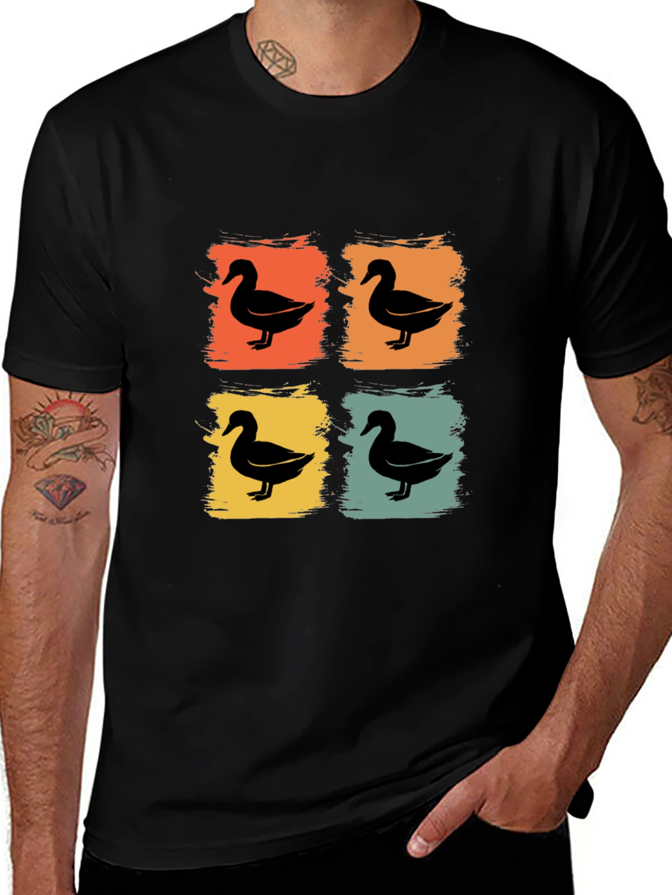 Retro Duck Square T-Shirt - Black