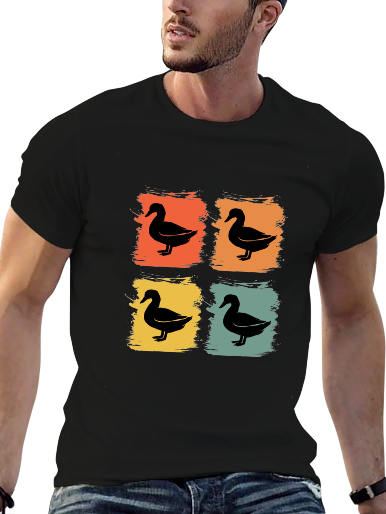Retro Duck Square T-Shirt - Black