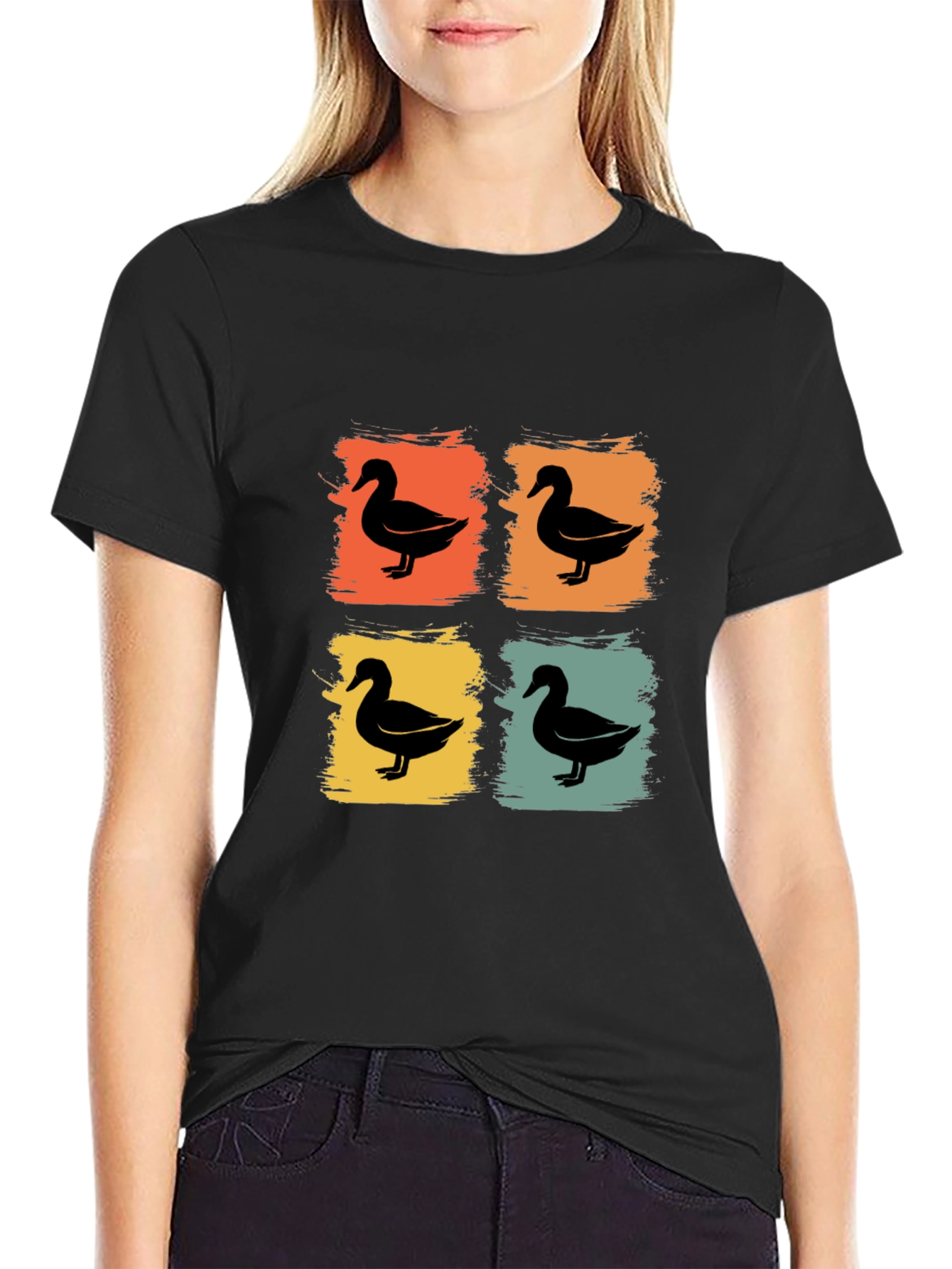Retro Duck Square T-Shirt - Black