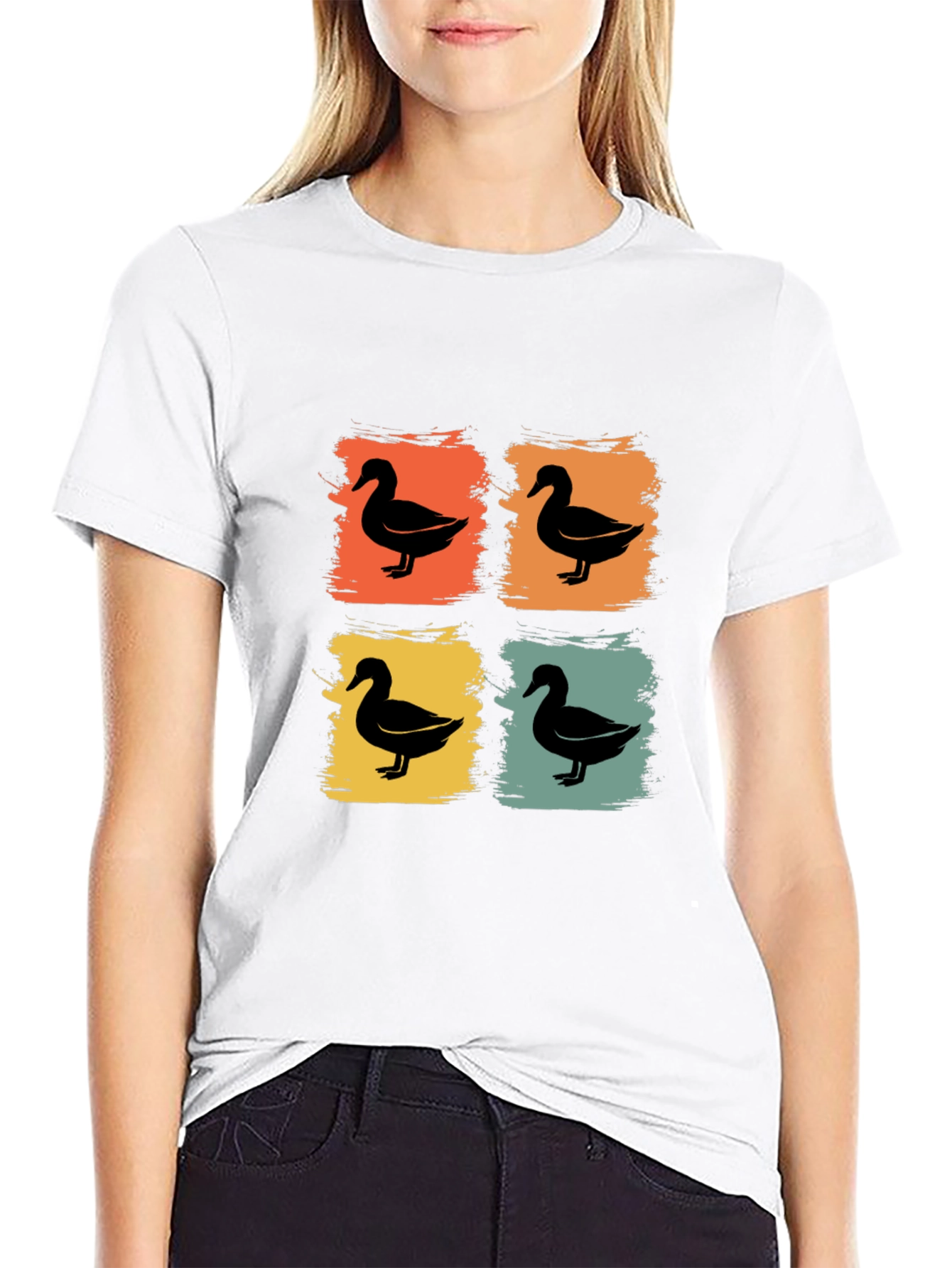 Retro Duck Square T-Shirt - Black