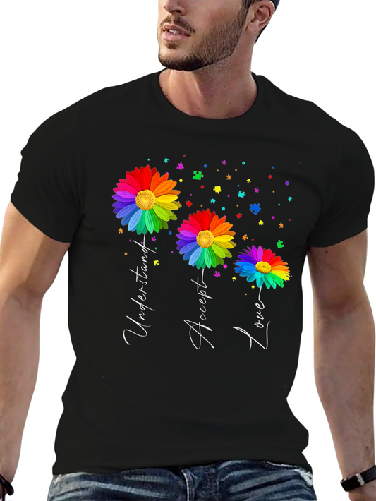Autism Awareness Rainbow Flower T-Shirt