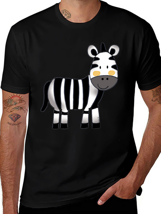 Cute Zebra Graphic Tee - Black Cotton T-Shirt