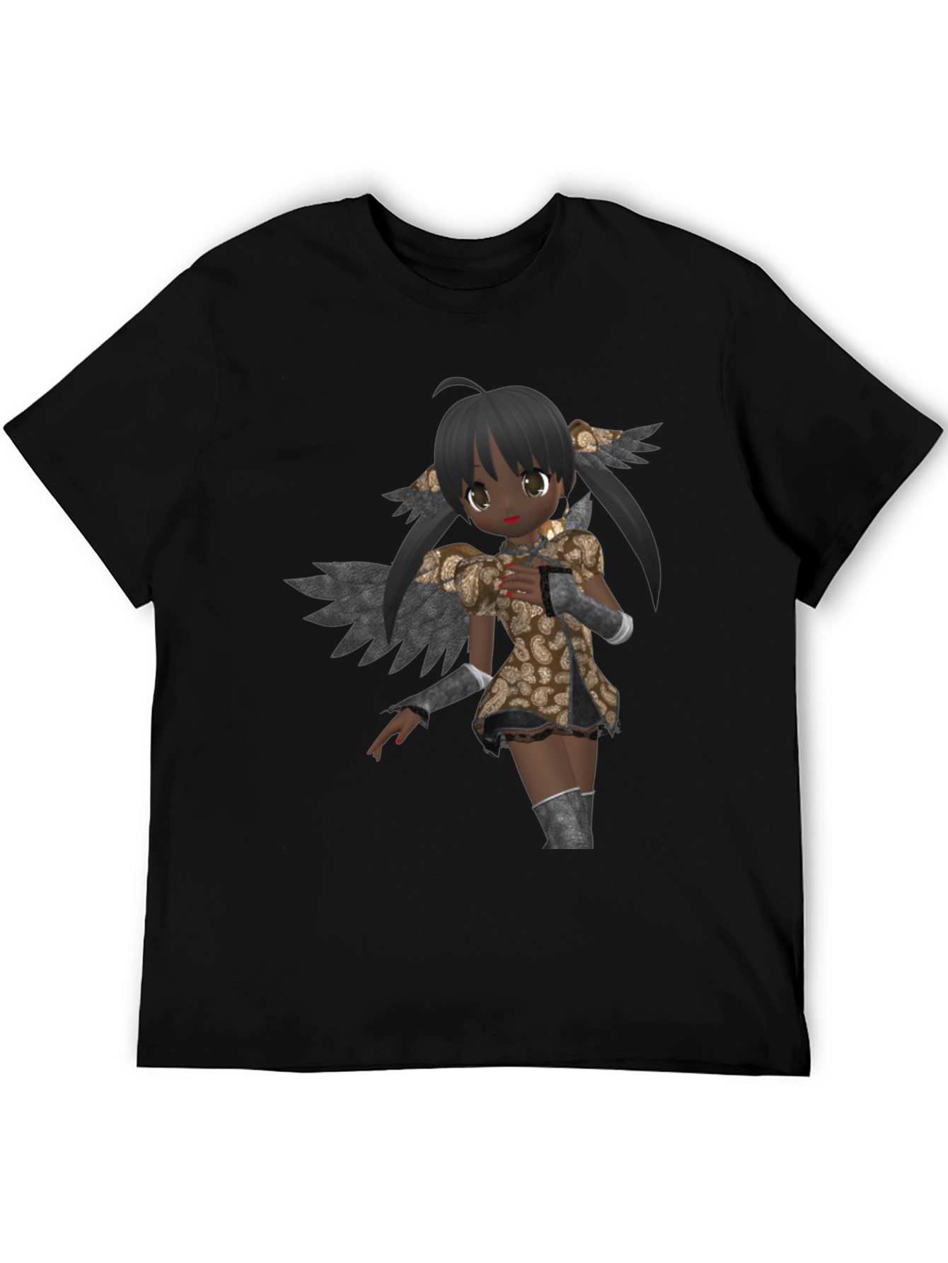 Anime Angel Graphic Black T-Shirt
