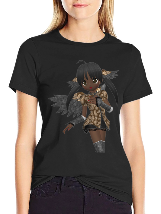 Anime Angel Graphic Black T-Shirt