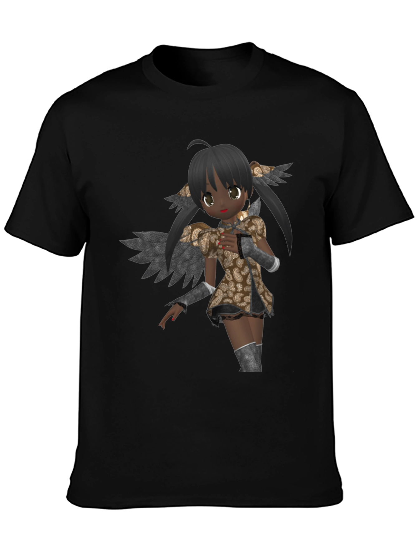 Anime Angel Graphic Black T-Shirt