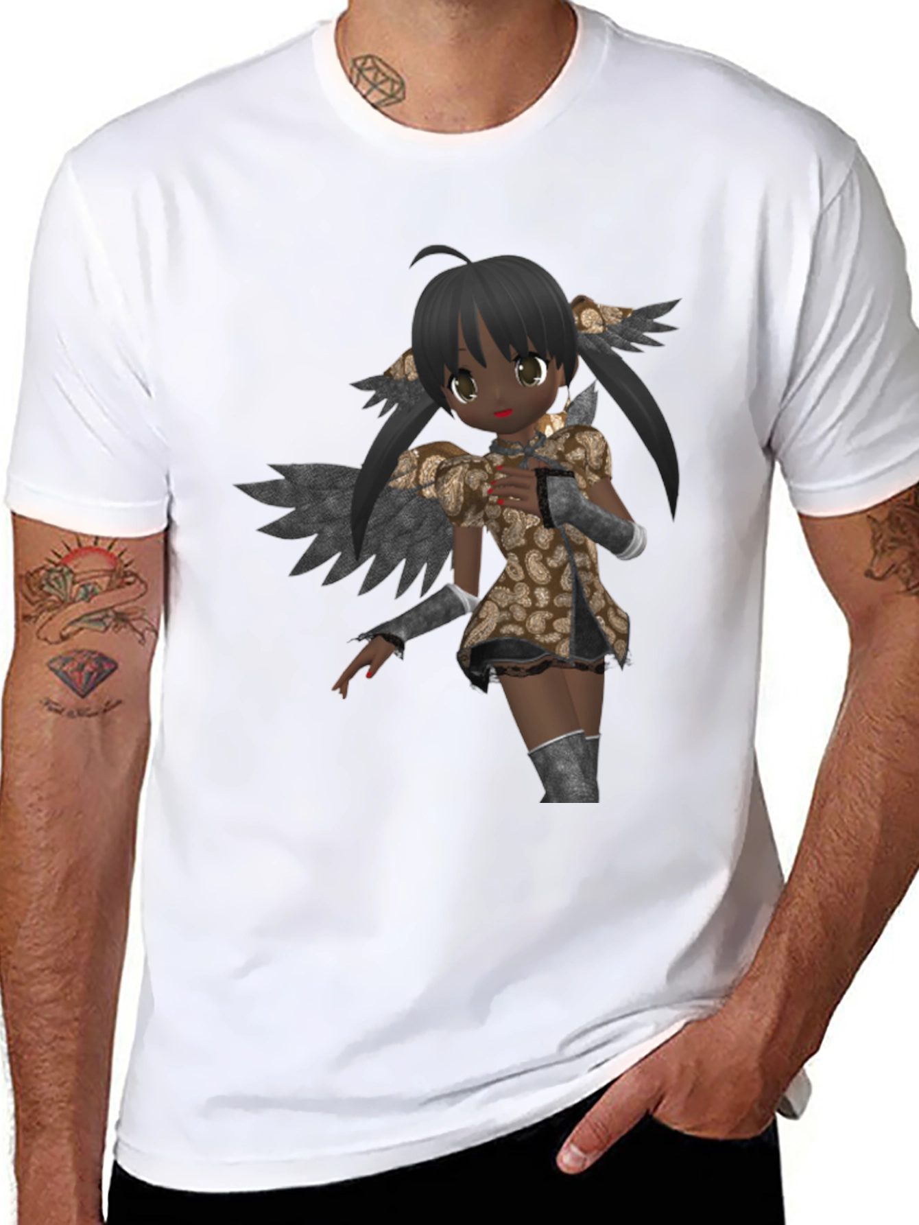 Anime Angel Graphic Black T-Shirt