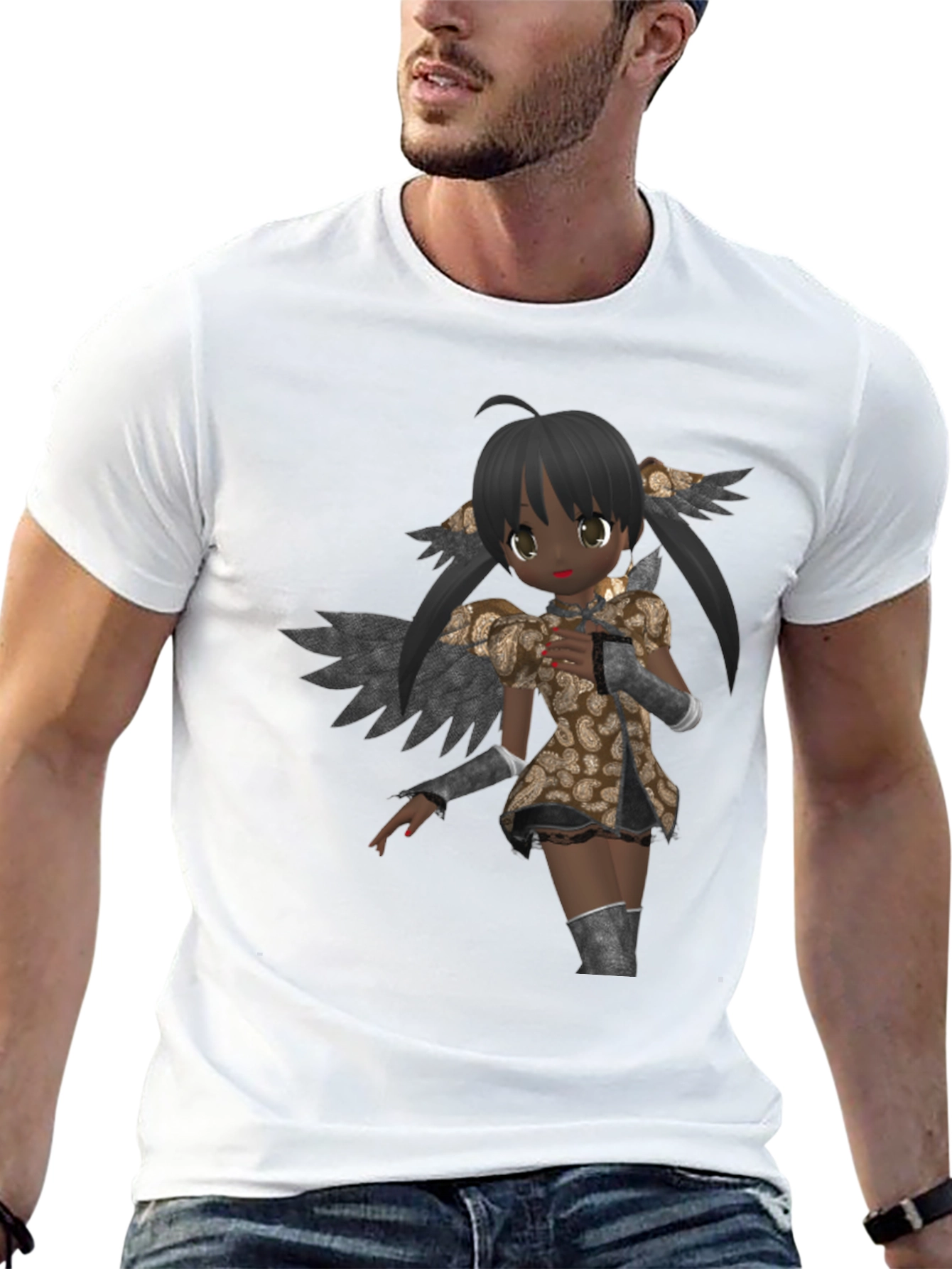 Anime Angel Graphic Black T-Shirt