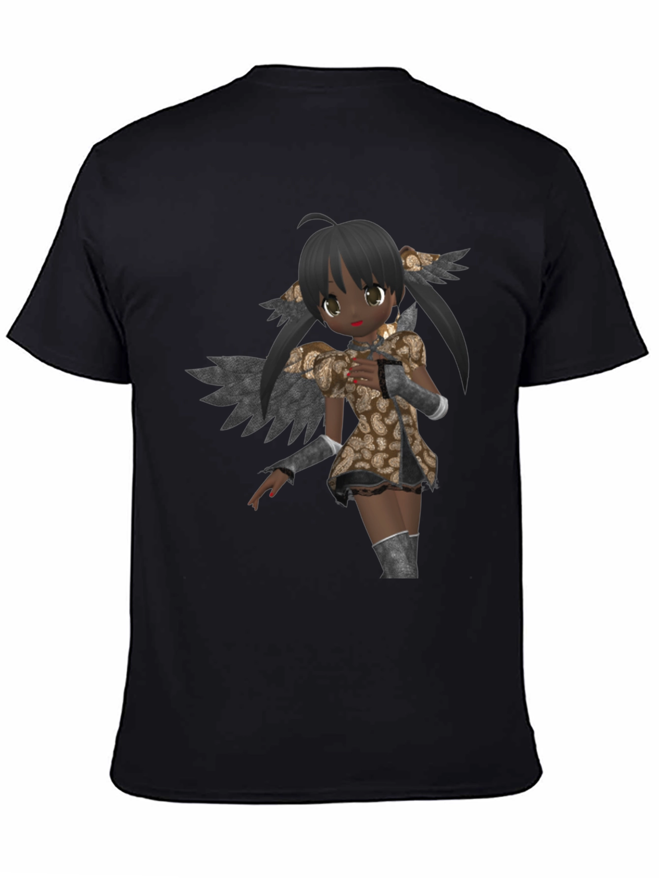 Anime Angel Graphic Black T-Shirt