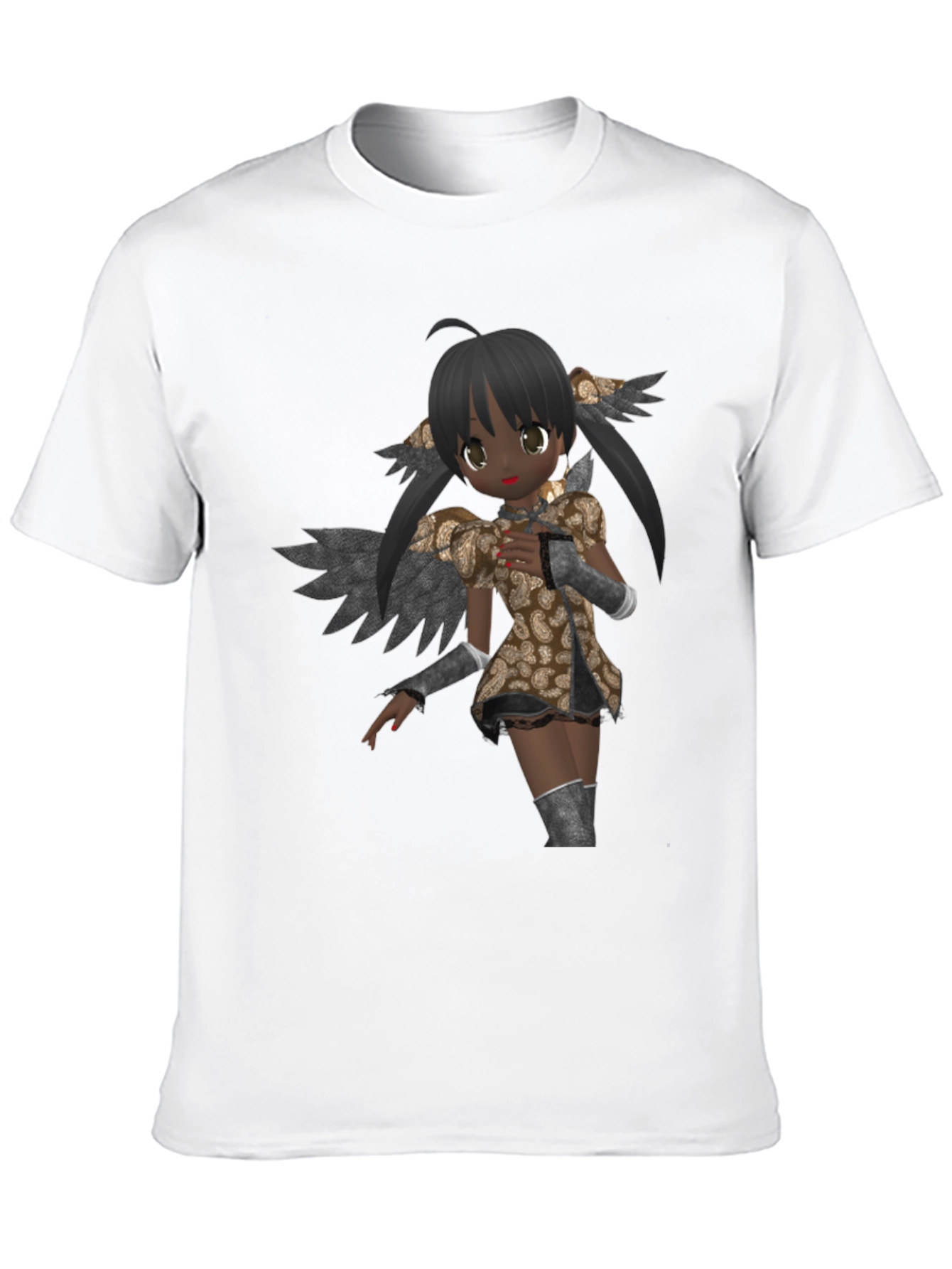 Anime Angel Graphic Black T-Shirt