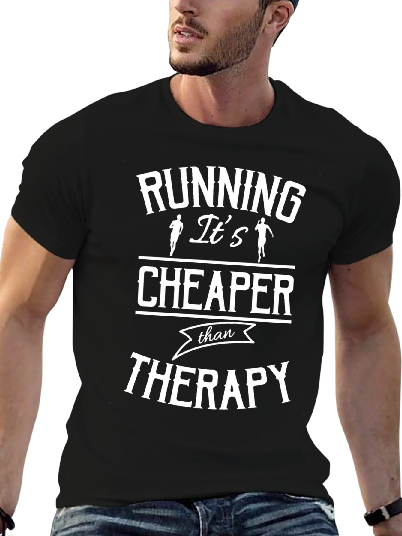 Running Is Cheaper Than Therapy Graphic T-Shirt