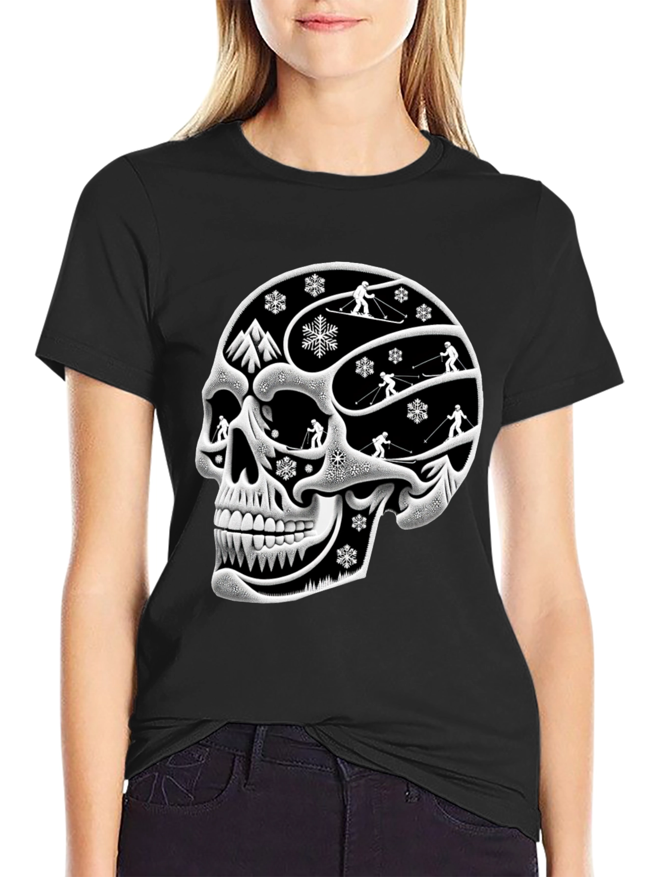 Ski Skull Graphic Tee - Winter Sport T-Shirt