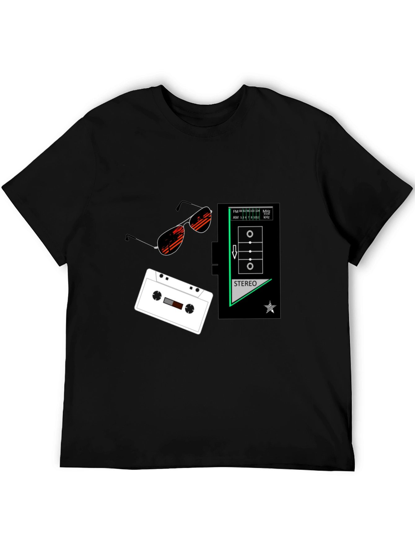 Retro Vibes Graphic Tee - Cassette & Sunglasses Design