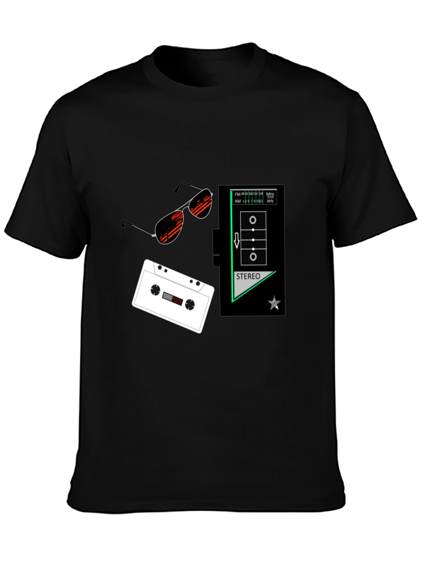 Retro Vibes Graphic Tee - Cassette & Sunglasses Design