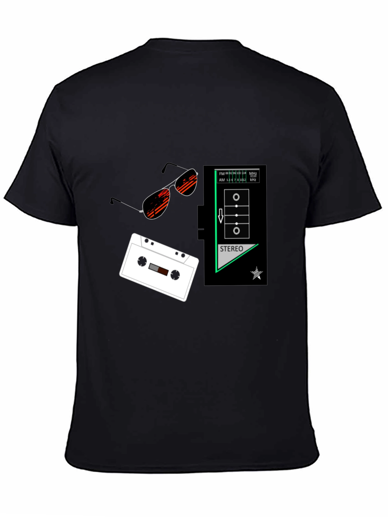 Retro Vibes Graphic Tee - Cassette & Sunglasses Design