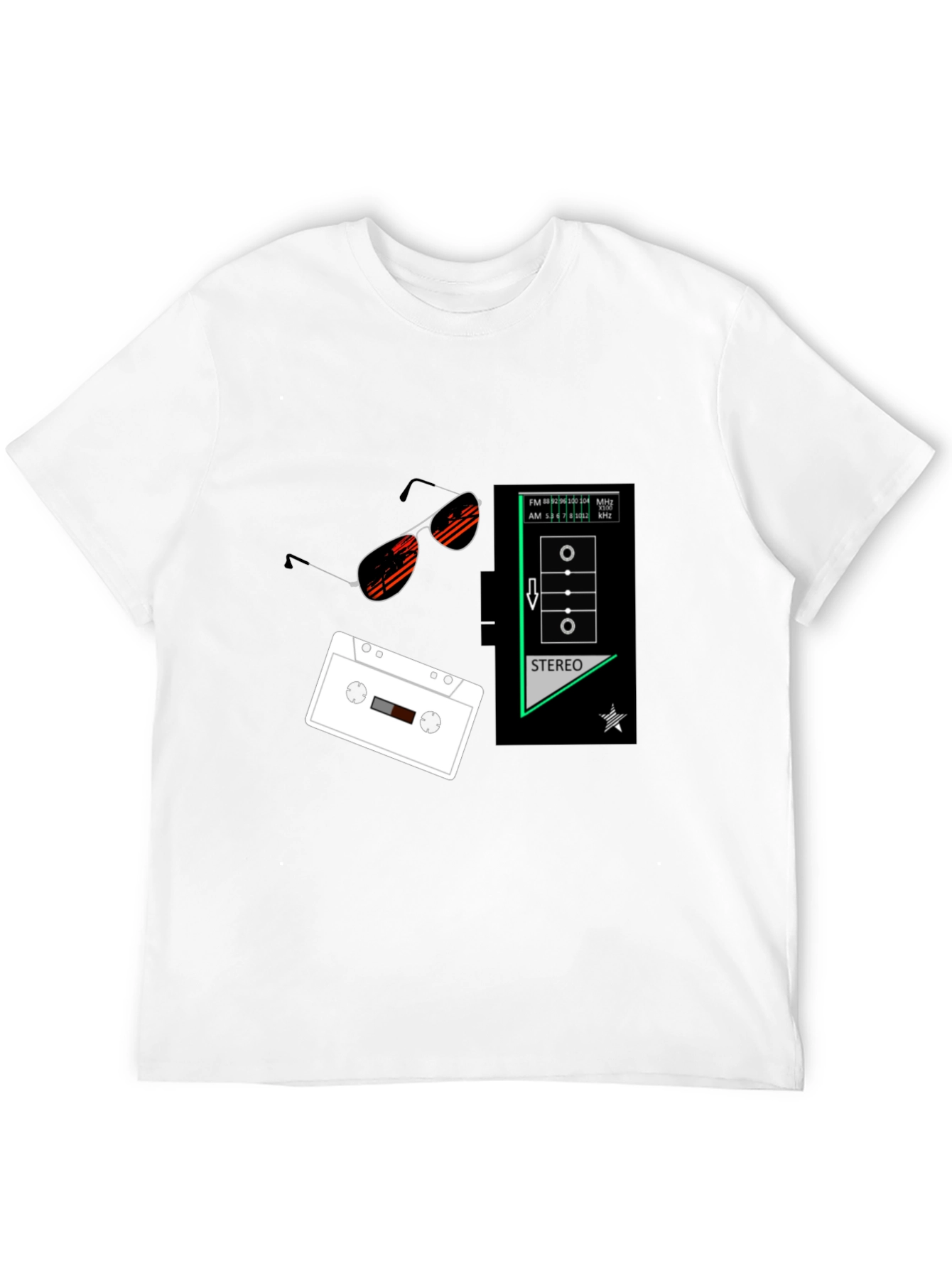 Retro Vibes Graphic Tee - Cassette & Sunglasses Design