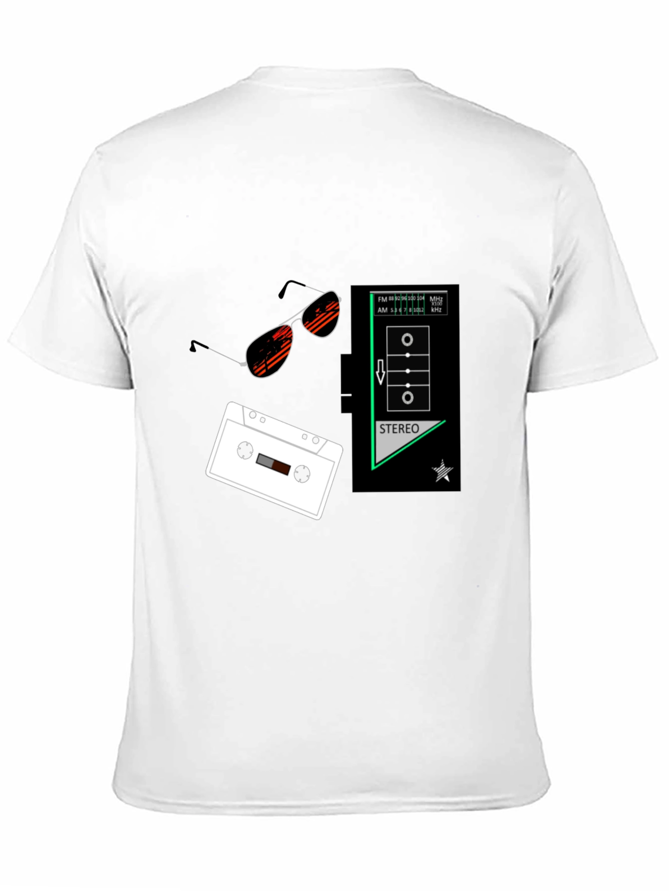 Retro Vibes Graphic Tee - Cassette & Sunglasses Design