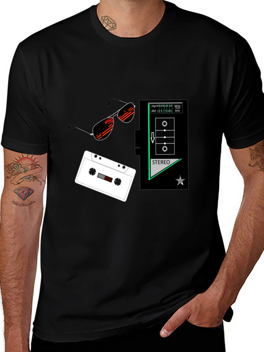 Retro Vibes Graphic Tee - Cassette & Sunglasses Design