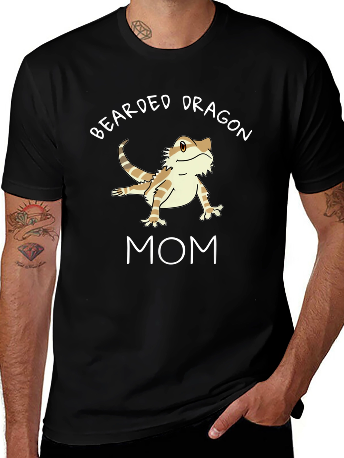 Bearded Dragon Mom Black Graphic Tee