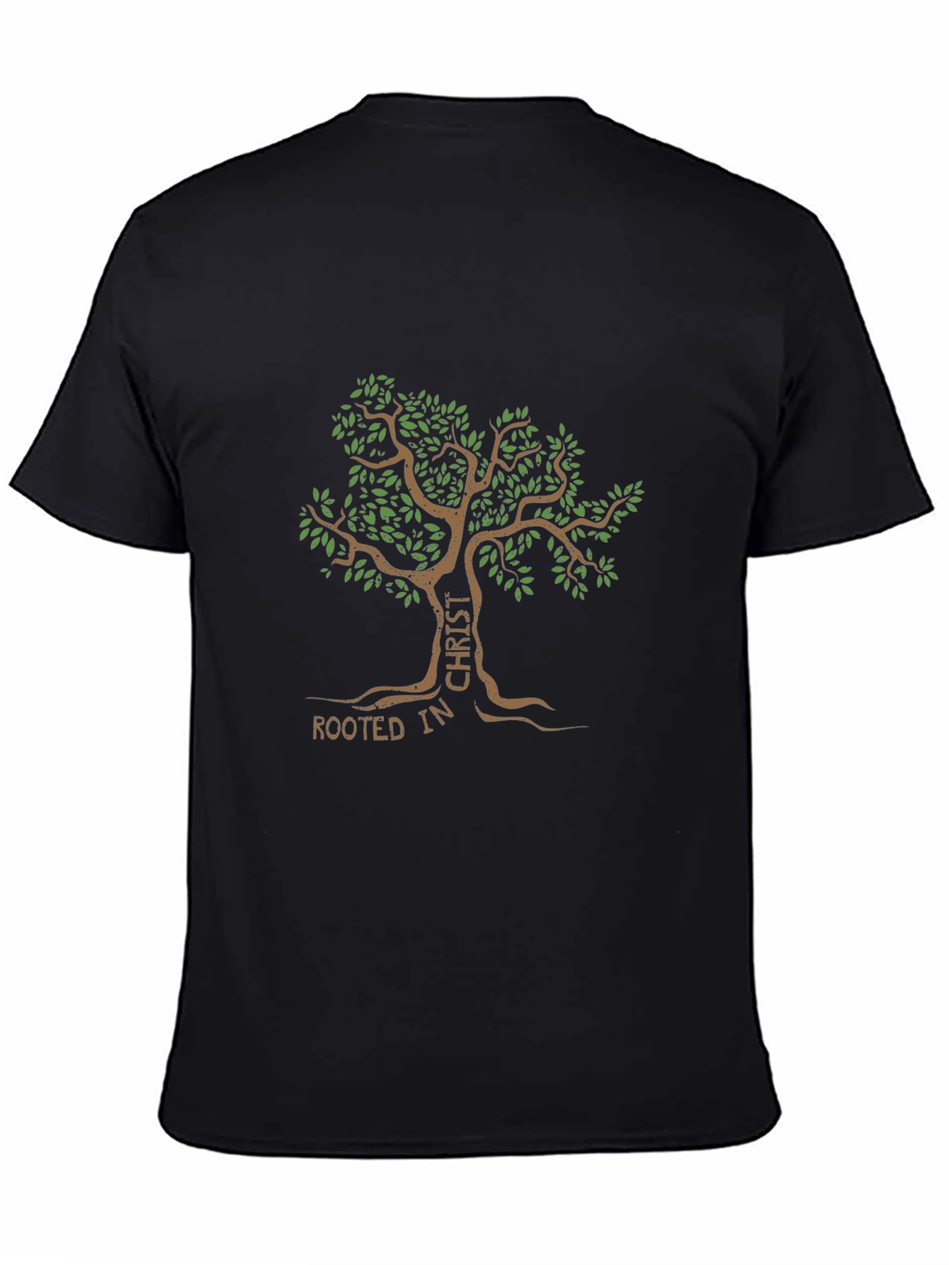 Rooted in Christ Tree Graphic Black T-Shirt