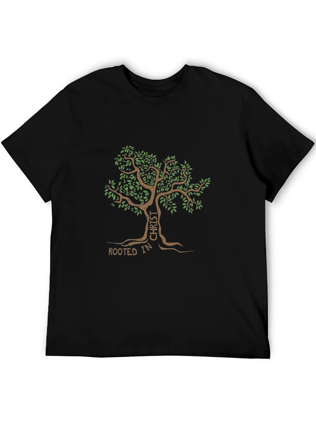 Rooted in Christ Tree Graphic Black T-Shirt