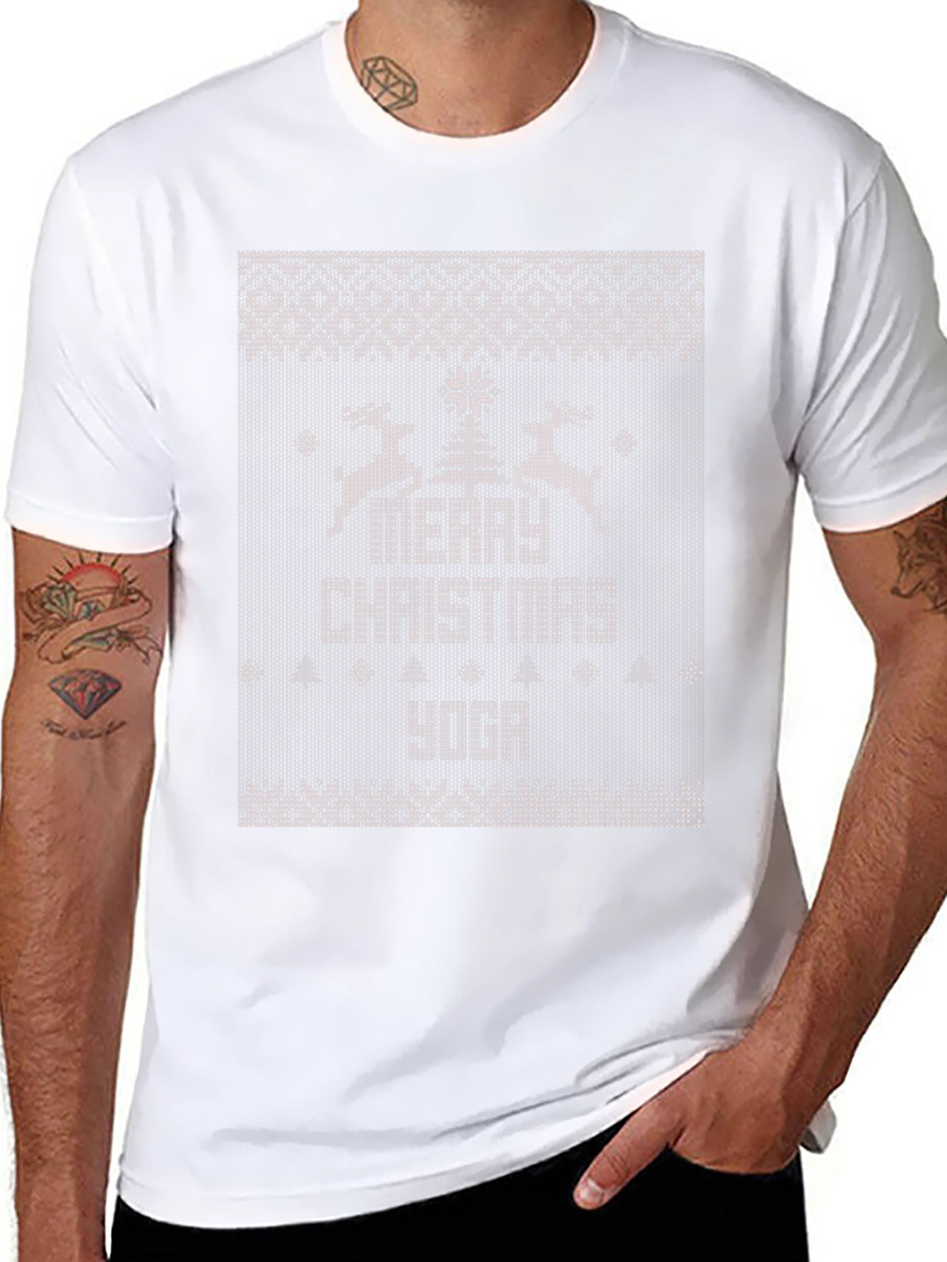 Merry Christmas Yoga Ugly Sweater Style T-Shirt